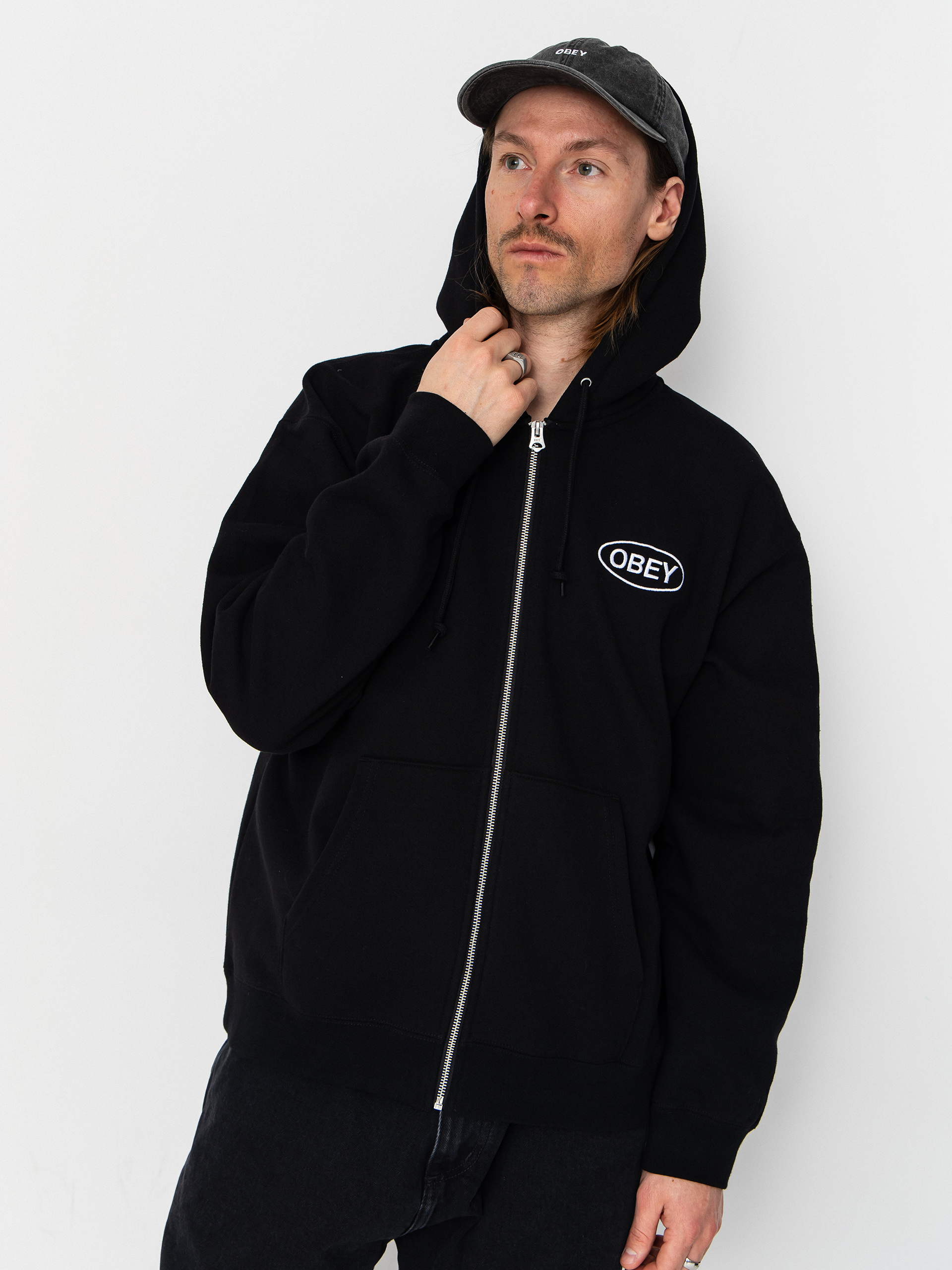 Hanorac cu glugă OBEY Oval ZHD (black)