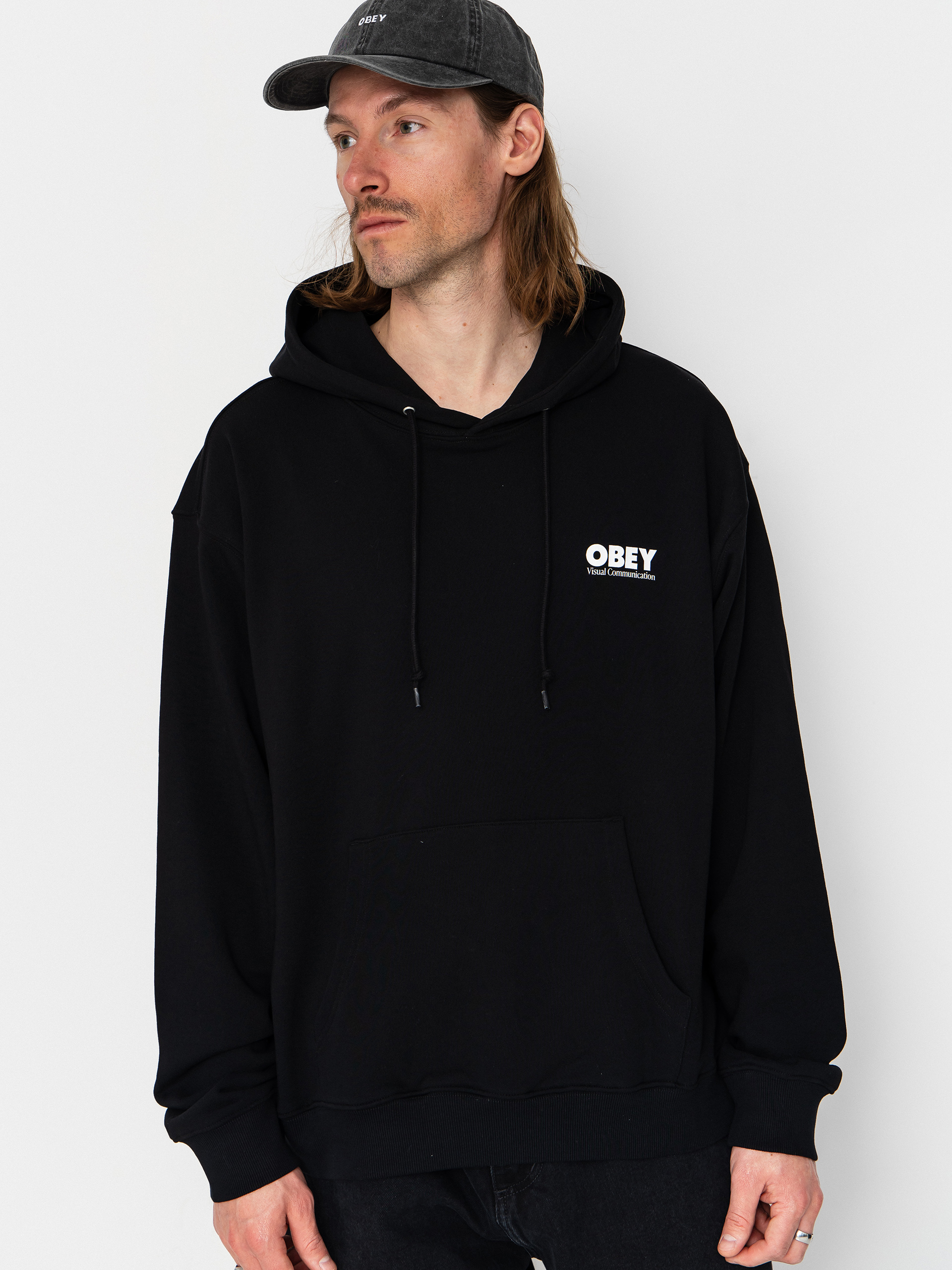 Hanorac cu glugă OBEY Global Systems HD (black)