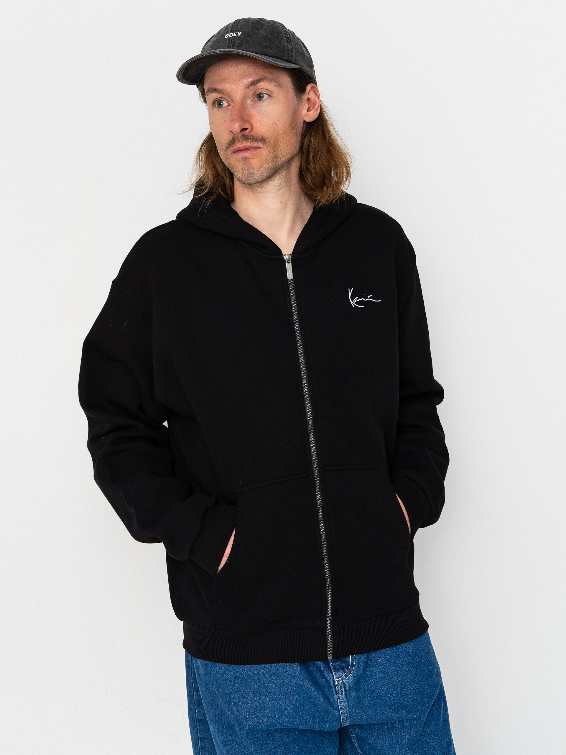 Hanorac cu glugă Karl Kani Chest Signature Essential ZHD (dark grey)