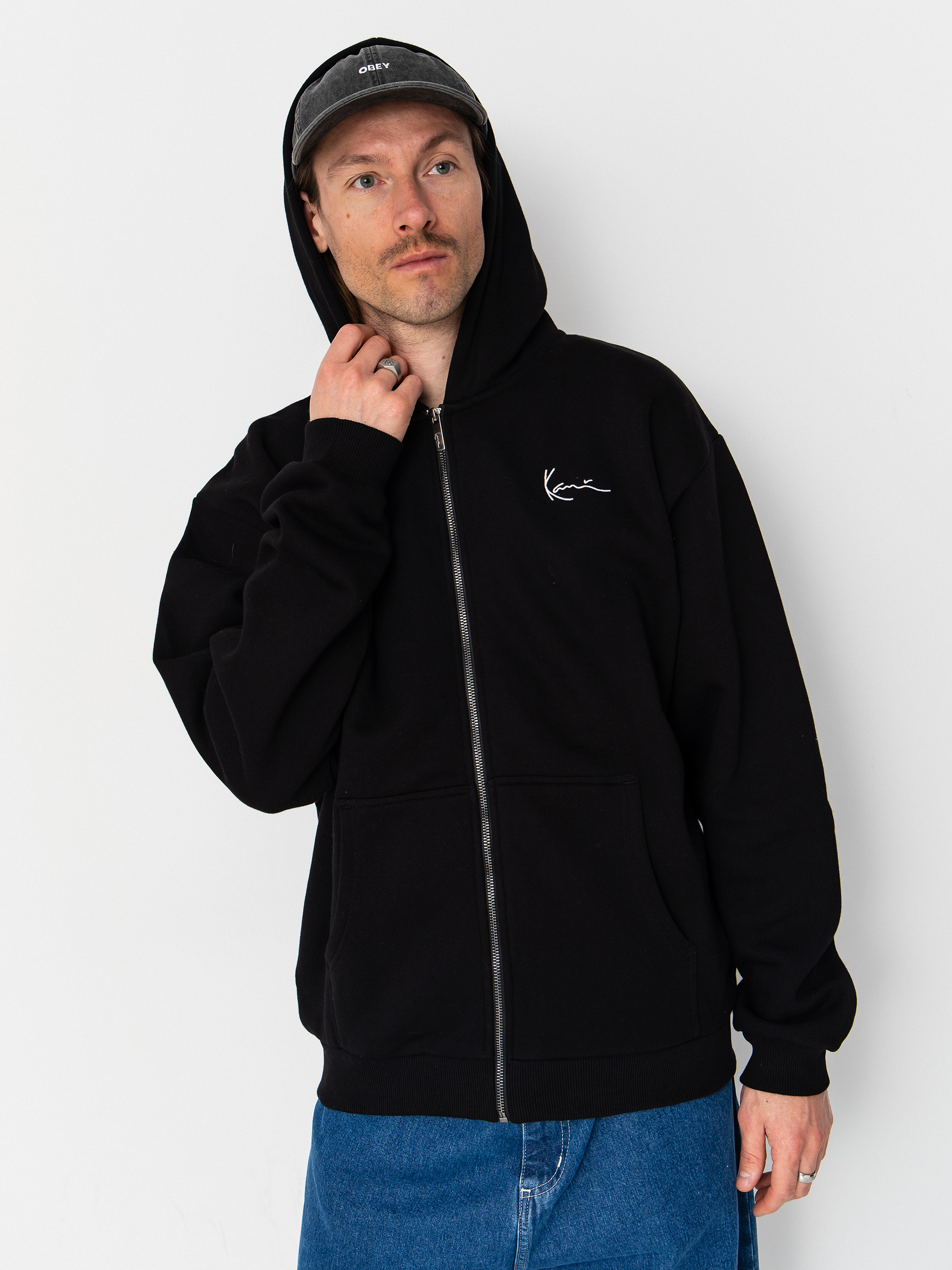 Hanorac cu glugă Karl Kani Chest Signature Essential ZHD (dark grey)