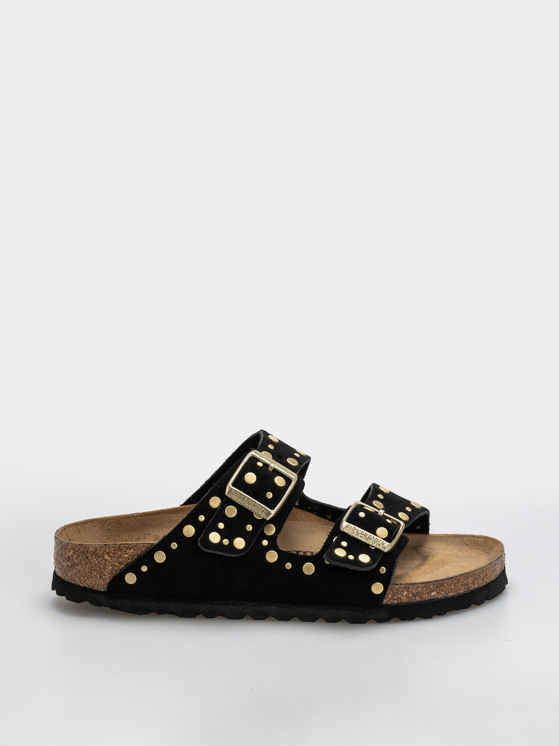 Șlapi Birkenstock Arizona Rivets Suede Leather Narrow Wmn (black)