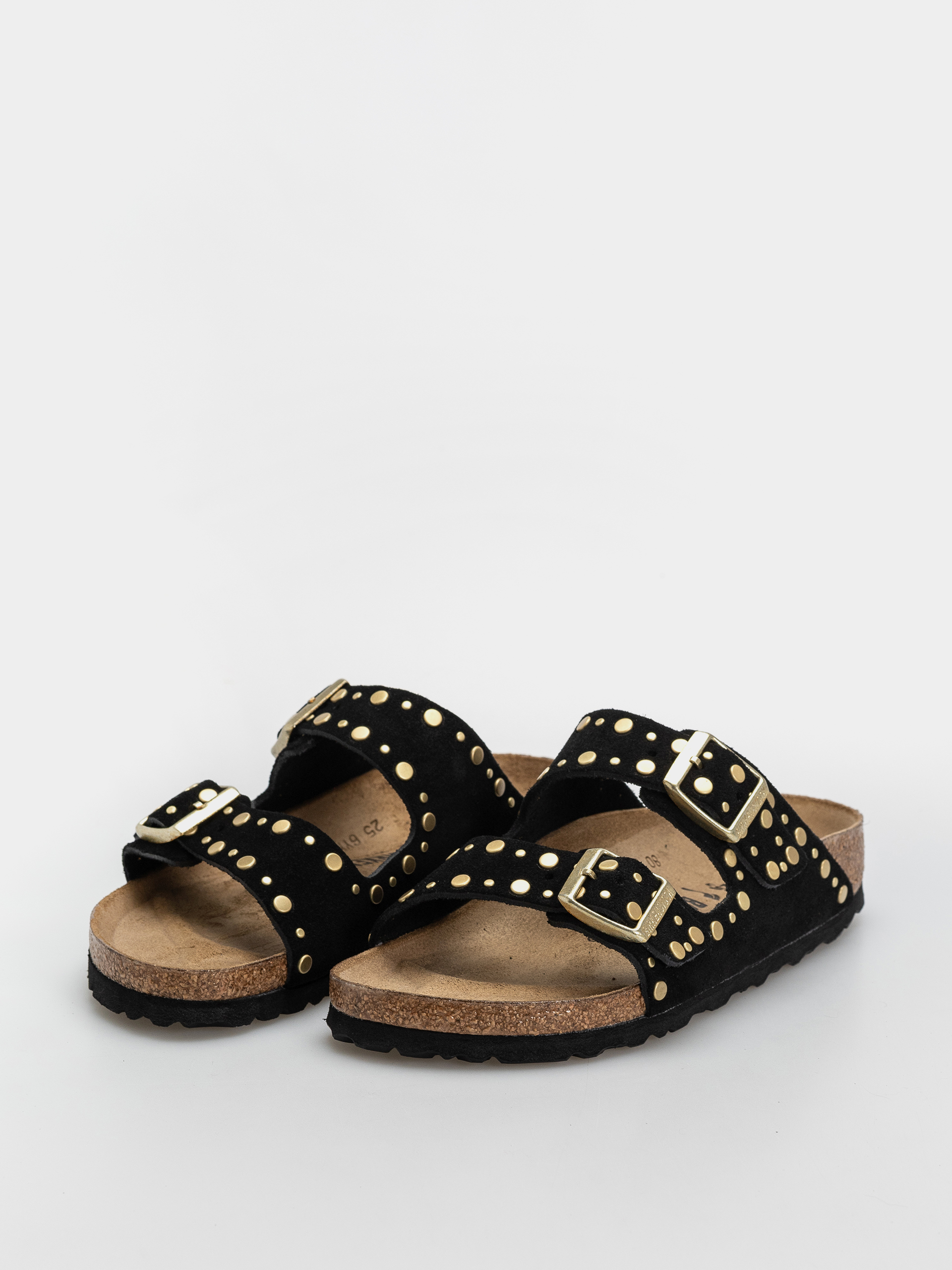 Șlapi Birkenstock Arizona Rivets Suede Leather Narrow Wmn (black)