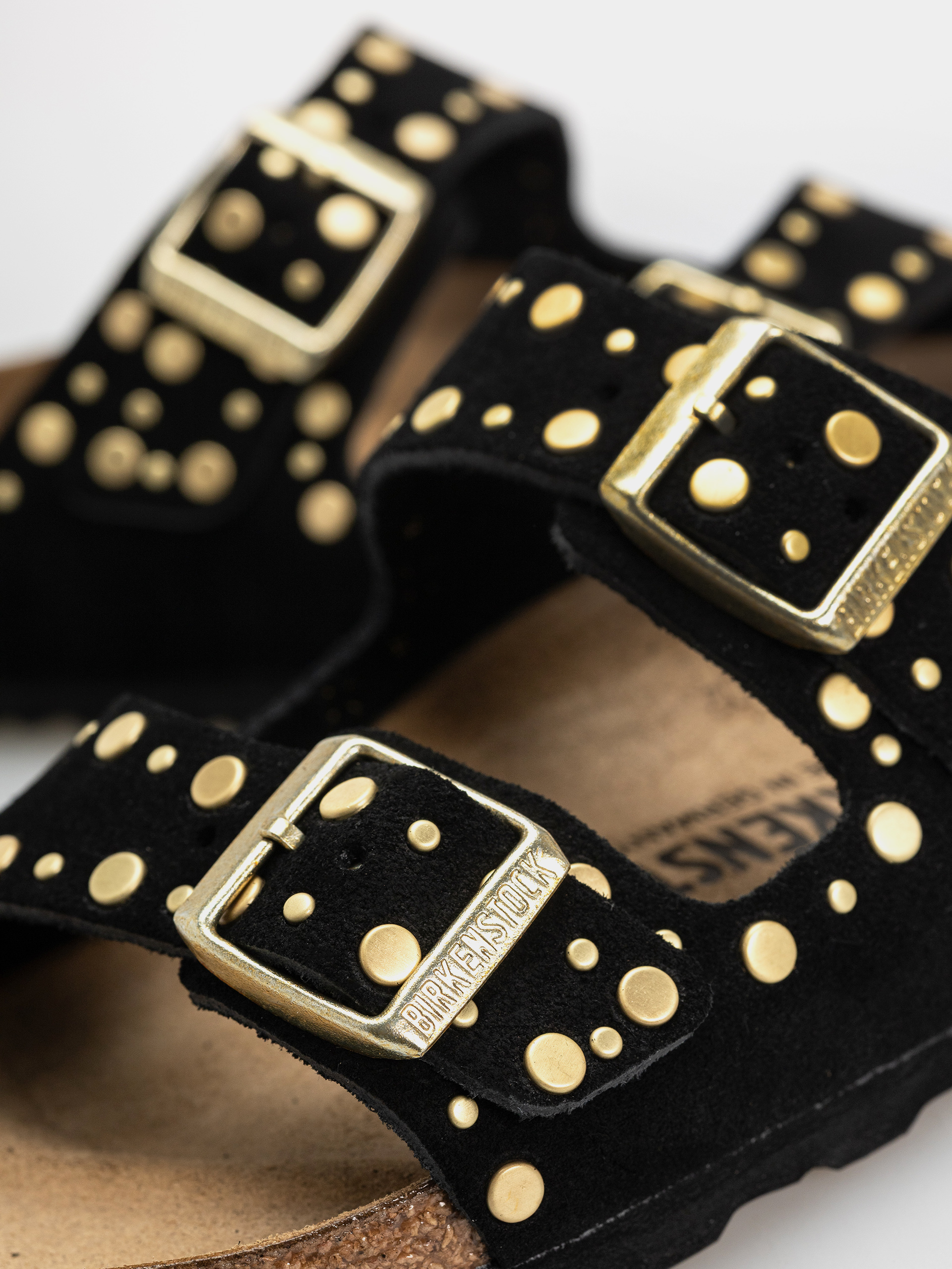 Șlapi Birkenstock Arizona Rivets Suede Leather Narrow Wmn (black)