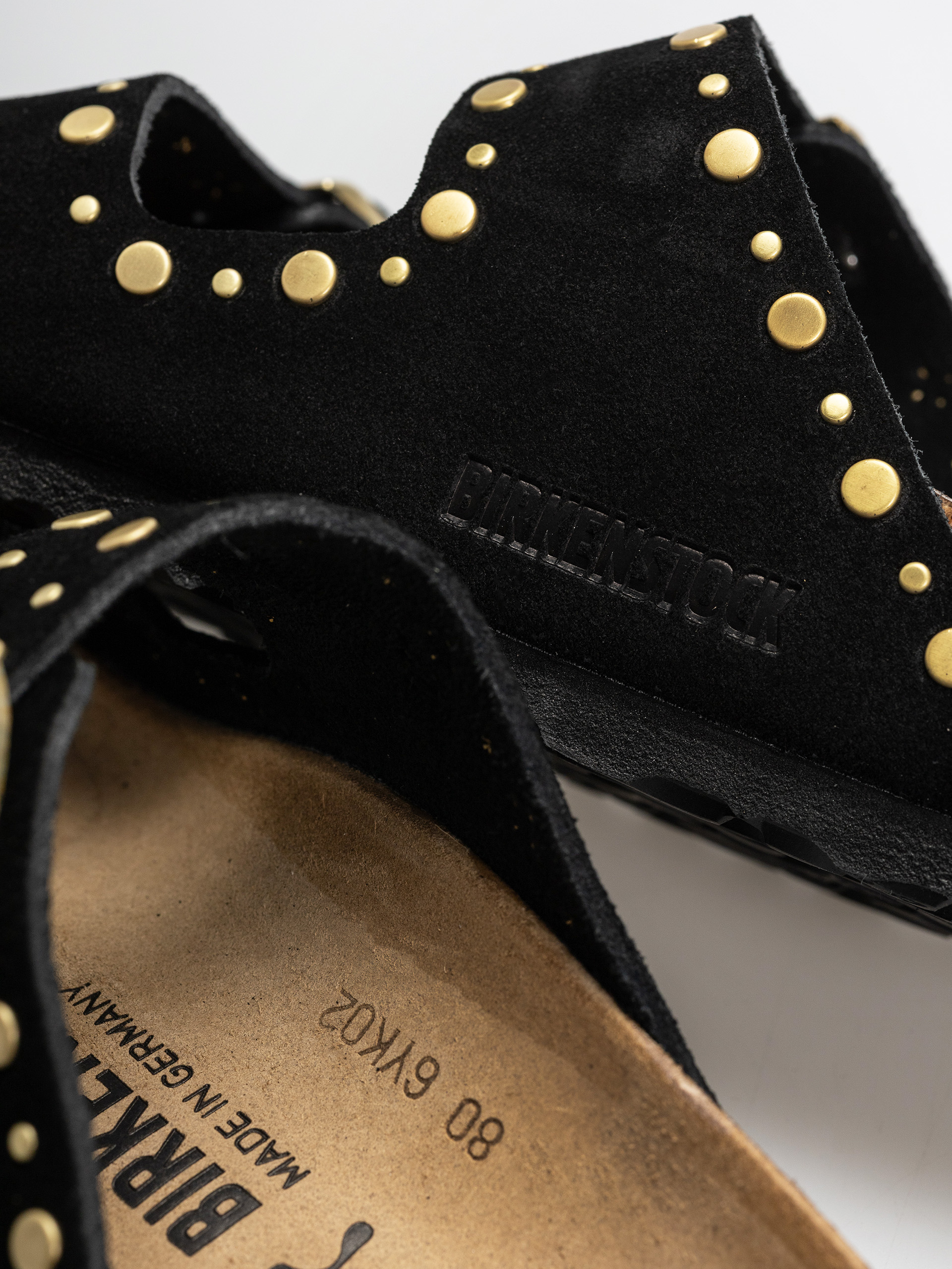 Șlapi Birkenstock Arizona Rivets Suede Leather Narrow Wmn (black)