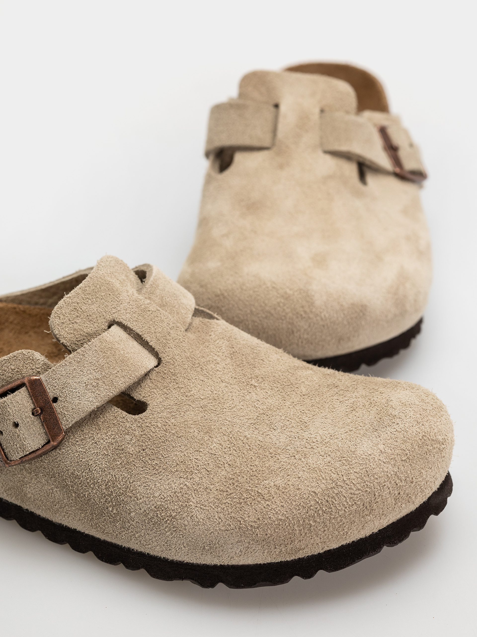 Șlapi Birkenstock Boston SFB Suede Leather Regular (taupe)