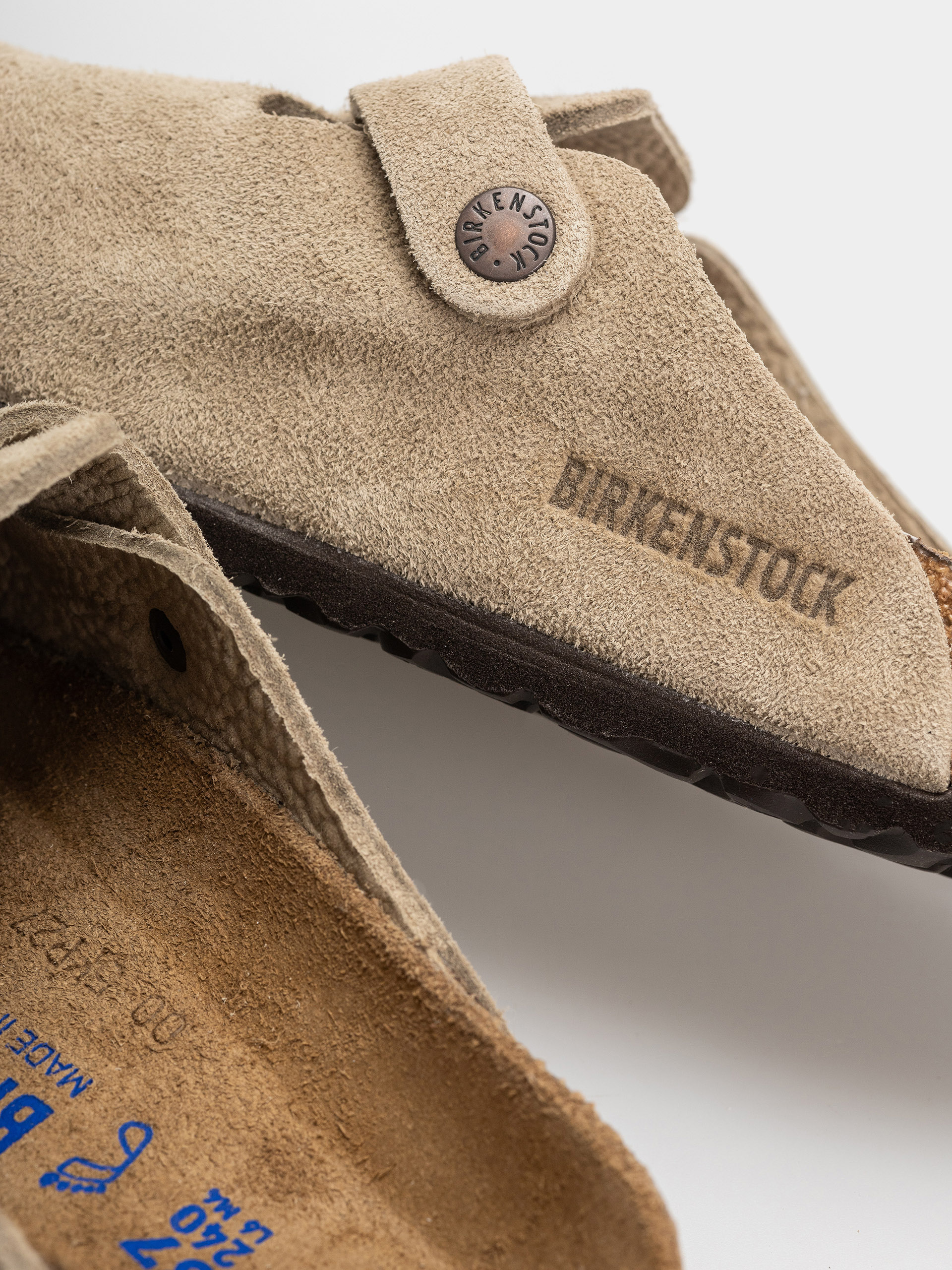 Șlapi Birkenstock Boston SFB Suede Leather Regular (taupe)