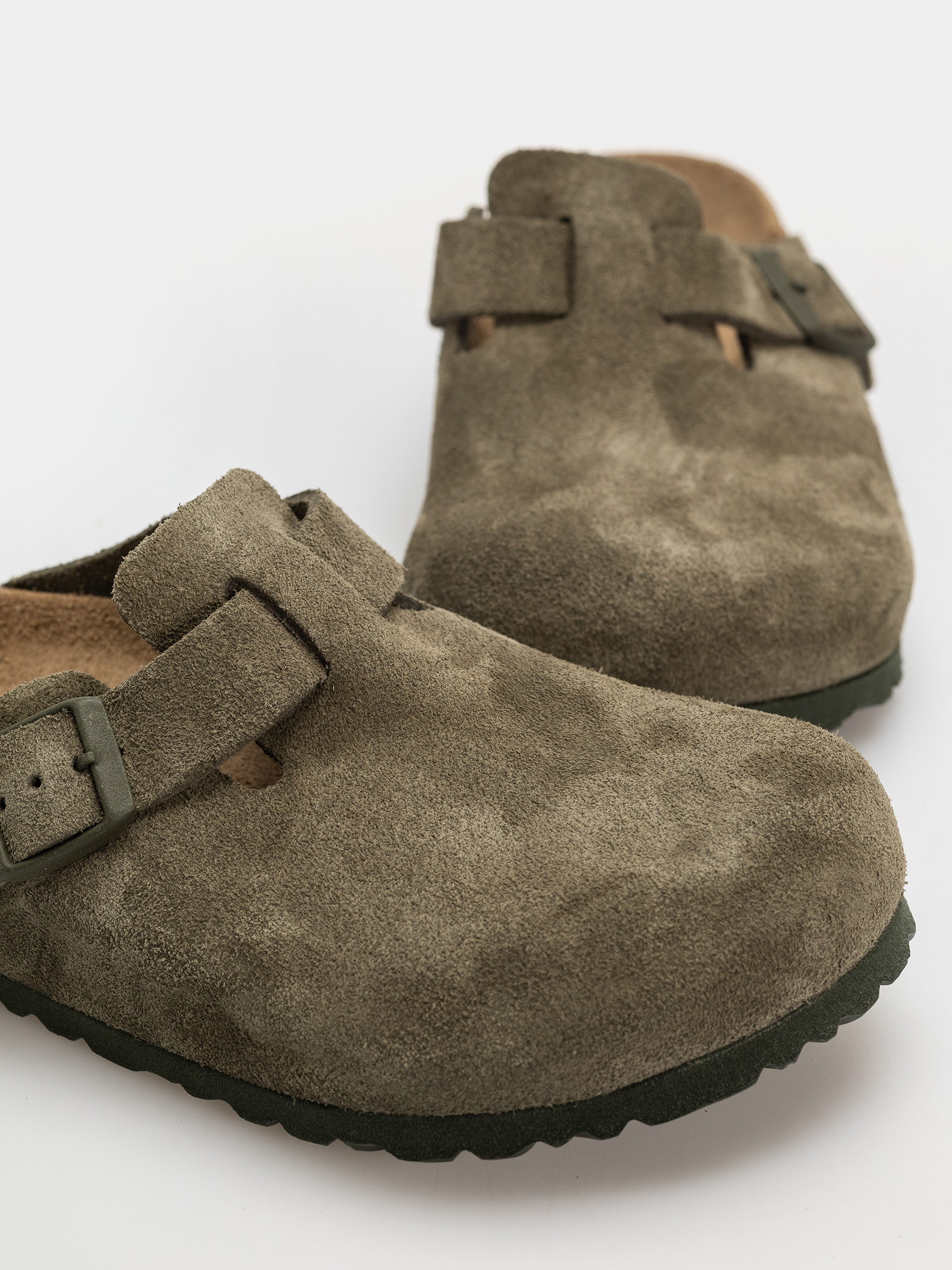 Șlapi Birkenstock Boston Suede Leather Regular (thyme)