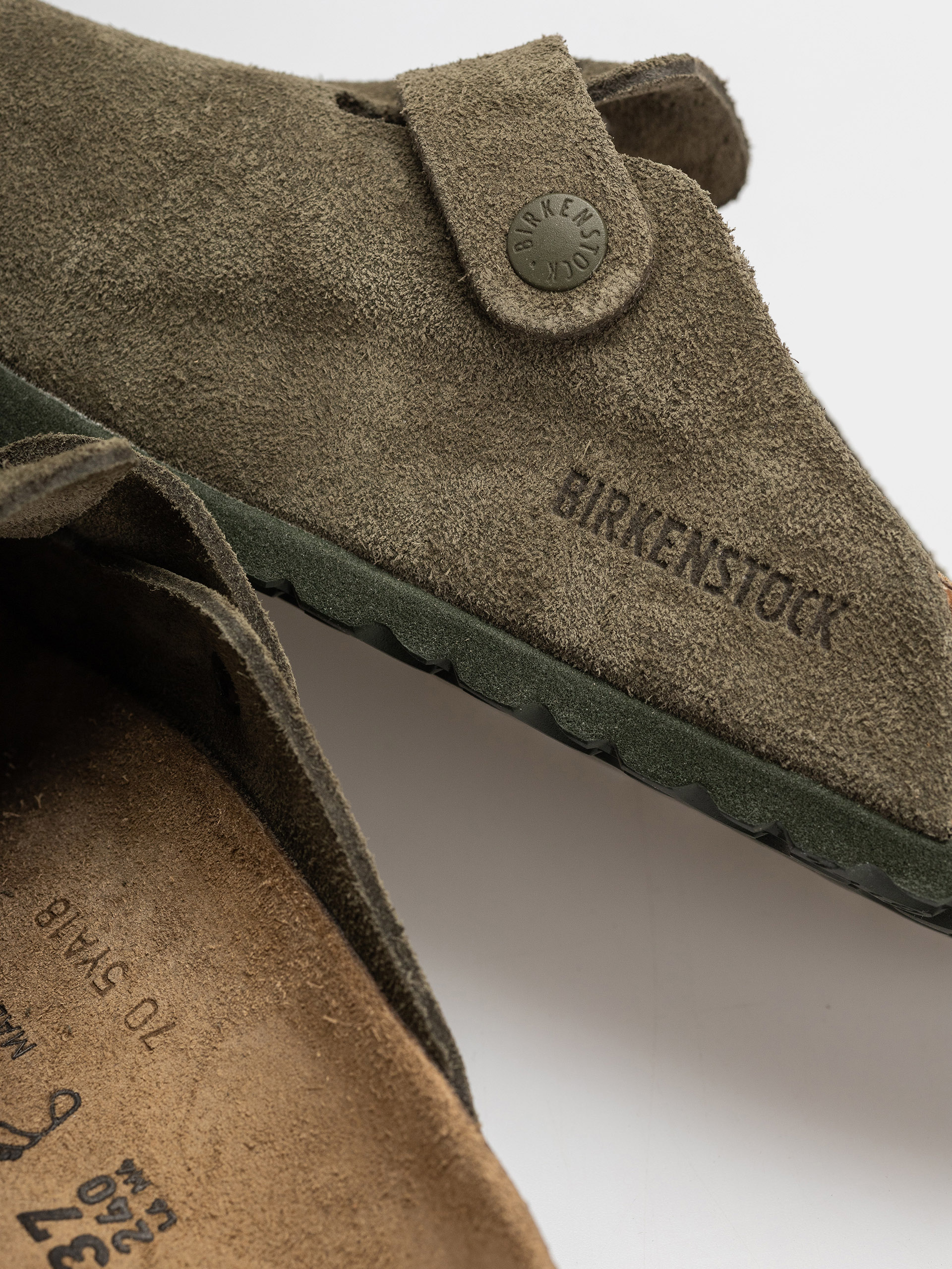 Șlapi Birkenstock Boston Suede Leather Regular (thyme)