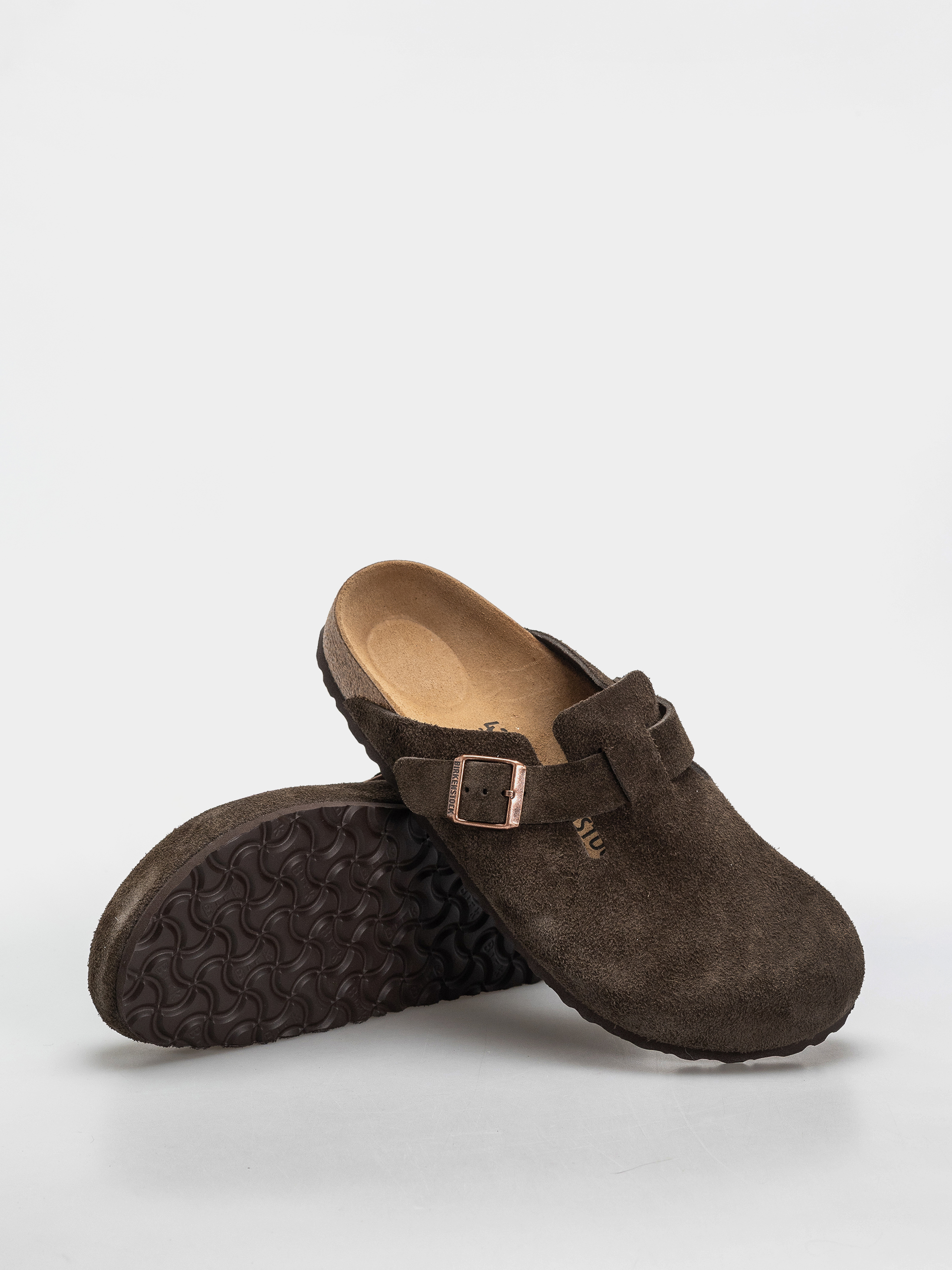 Șlapi Birkenstock Boston Suede Leather Narrow (mocca)