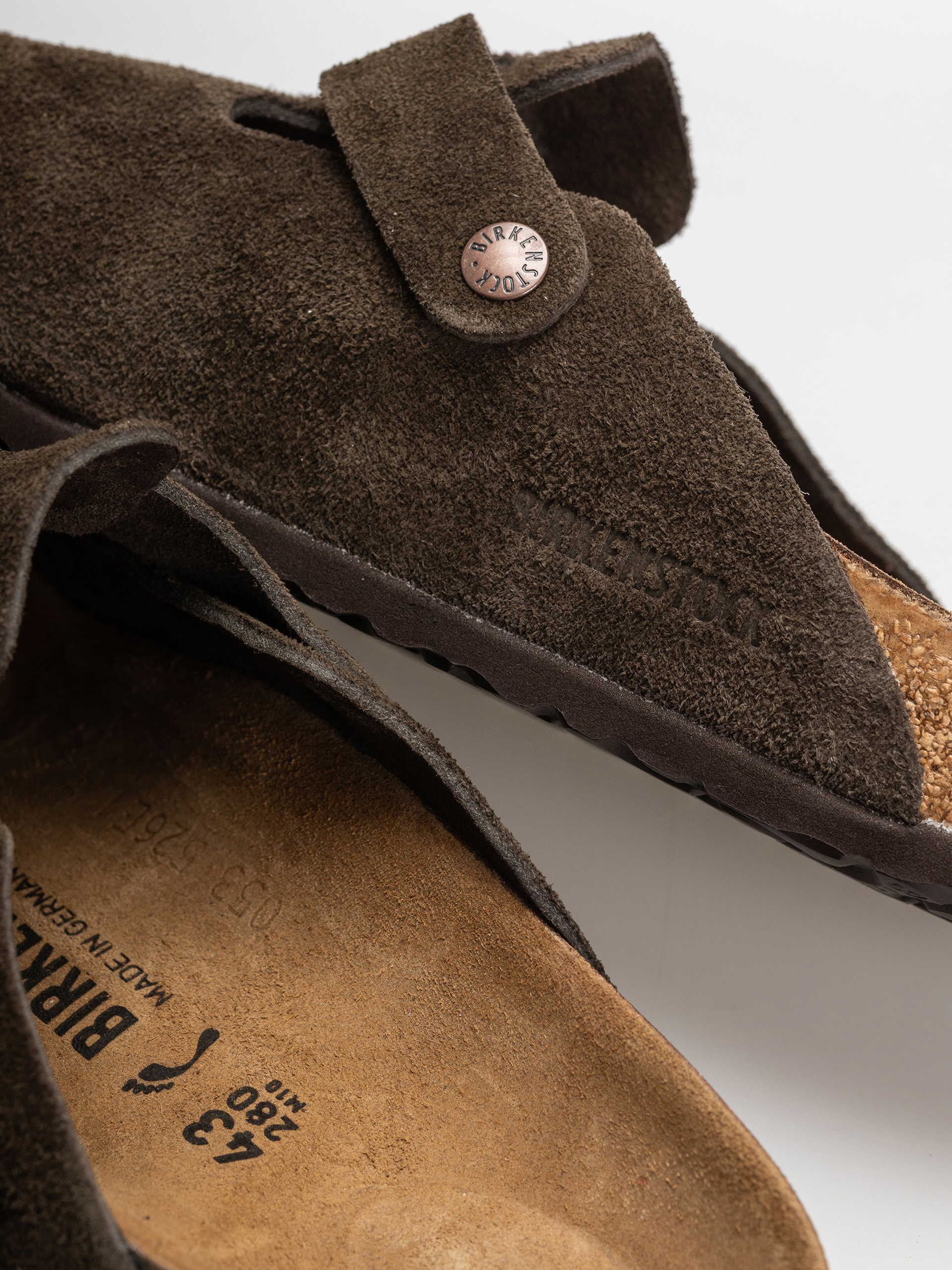 Șlapi Birkenstock Boston Suede Leather Narrow (mocca)
