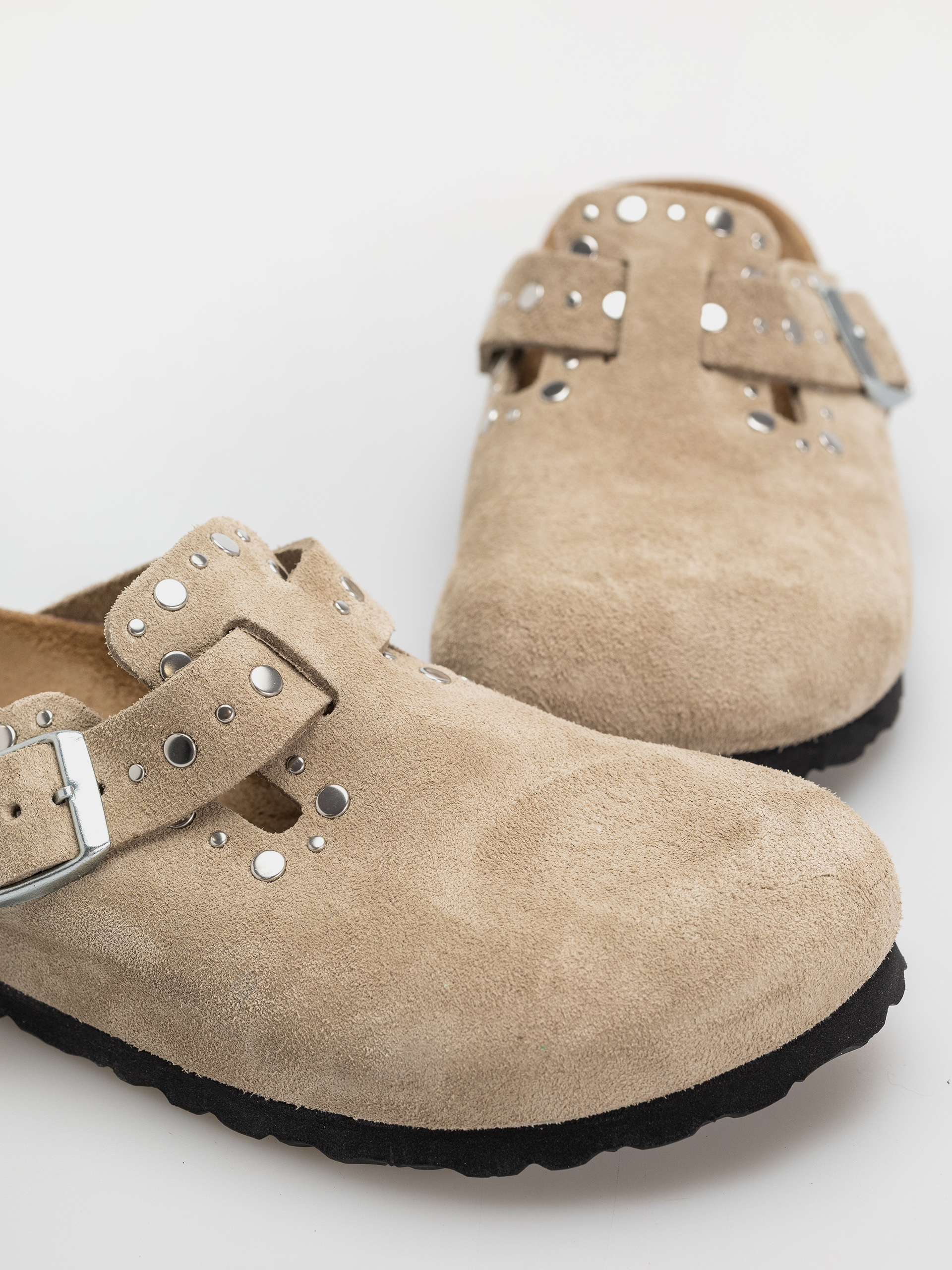Șlapi Birkenstock Boston Rivets Suede Leather Narrow Wmn (taupe)