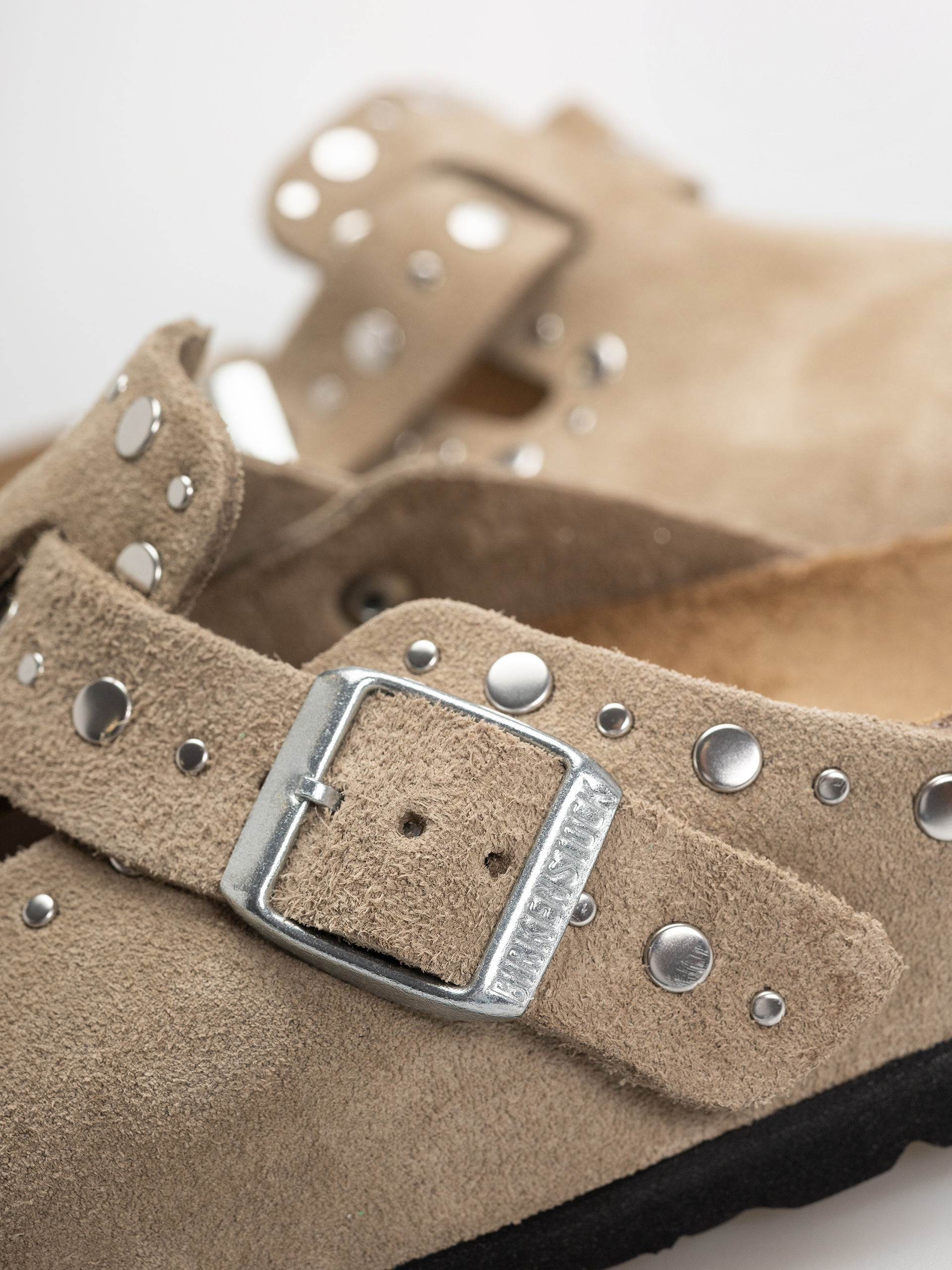Șlapi Birkenstock Boston Rivets Suede Leather Narrow Wmn (taupe)