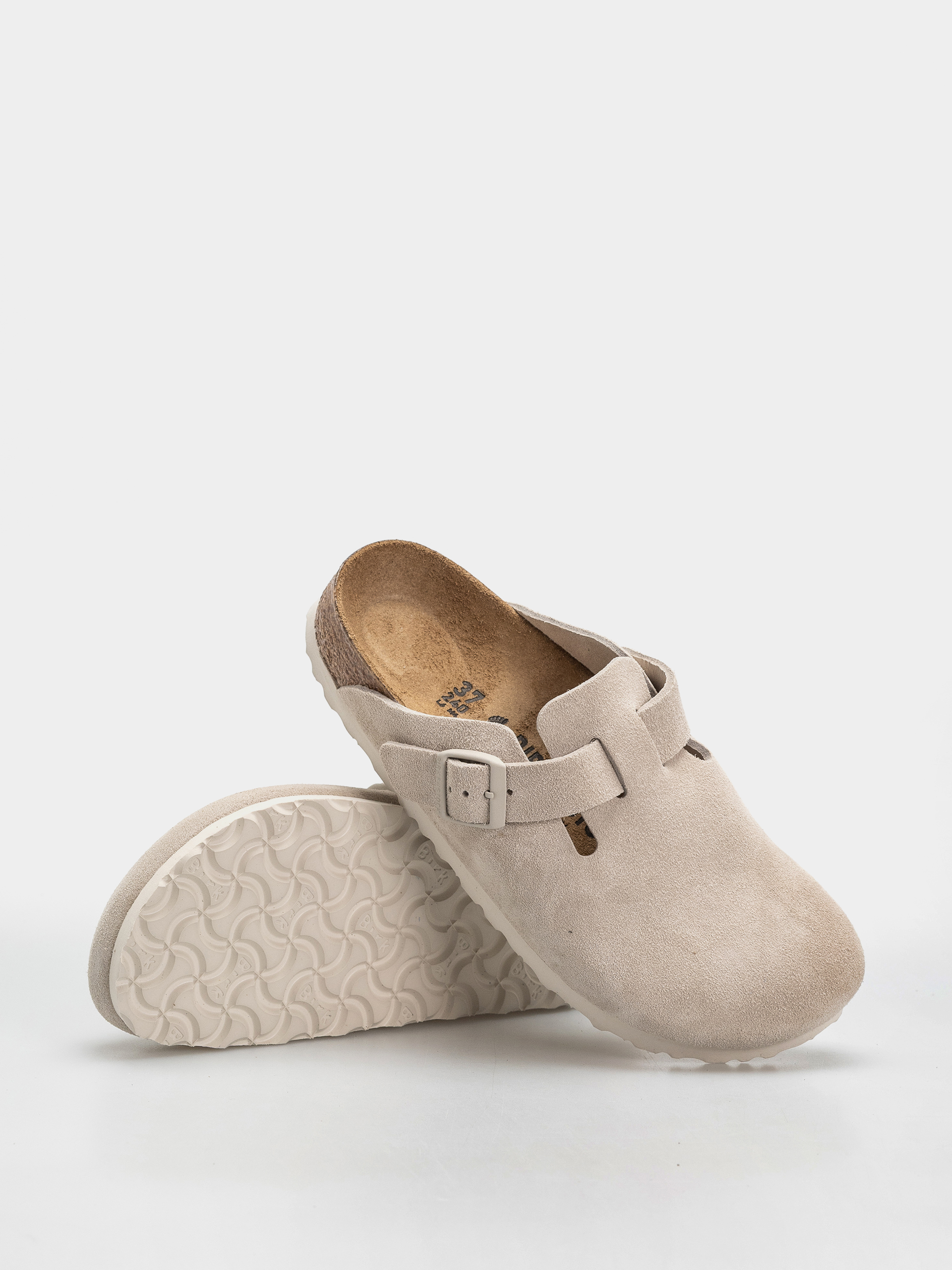 Șlapi Birkenstock Boston Suede Leather Narrow (oyster)