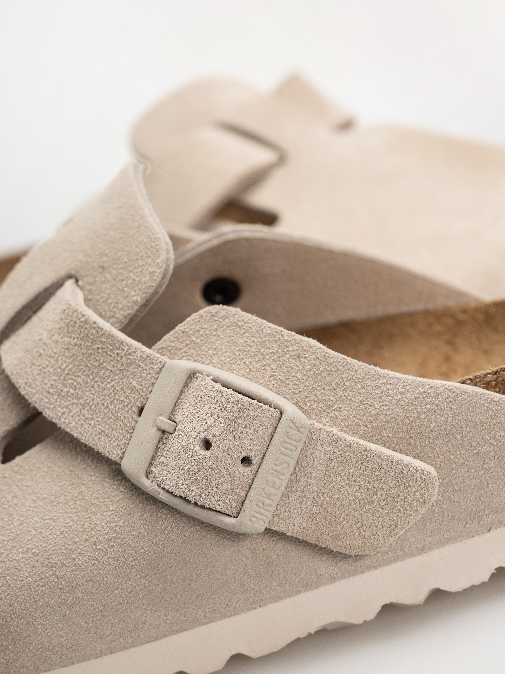 Șlapi Birkenstock Boston Suede Leather Narrow (oyster)