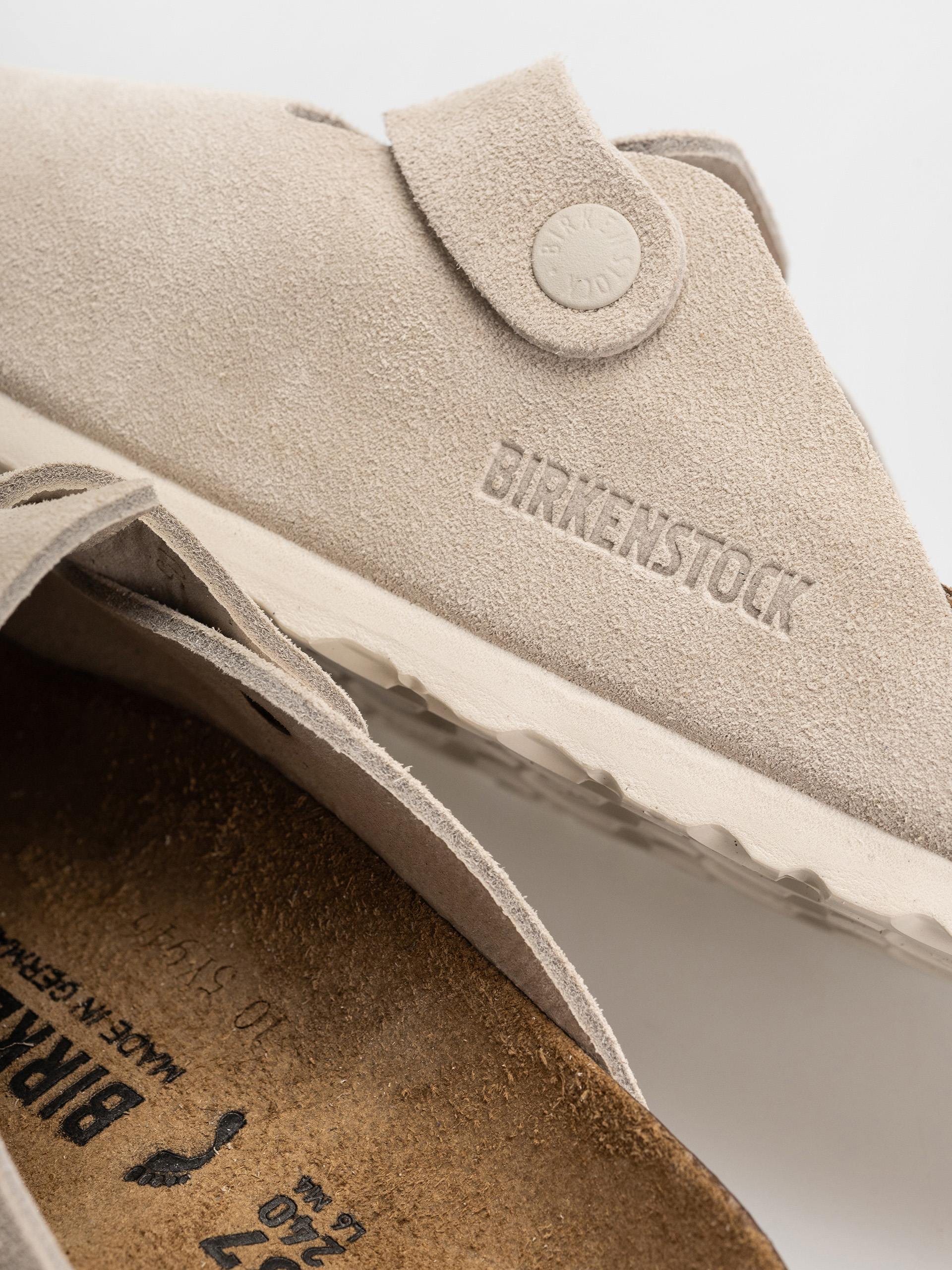 Șlapi Birkenstock Boston Suede Leather Narrow (oyster)