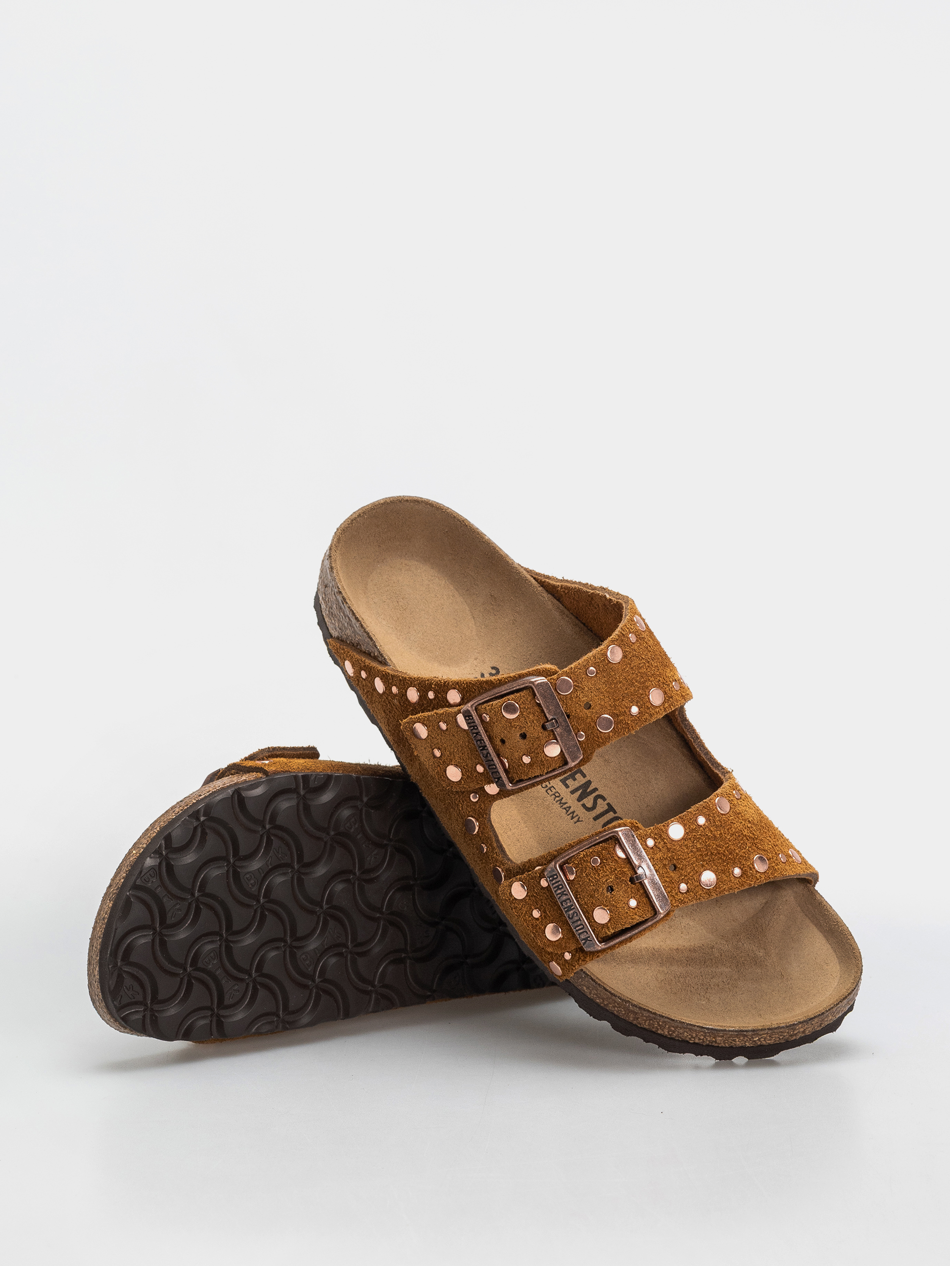 Șlapi Birkenstock Arizona Rivets Suede Leather Narrow Wmn (mink)