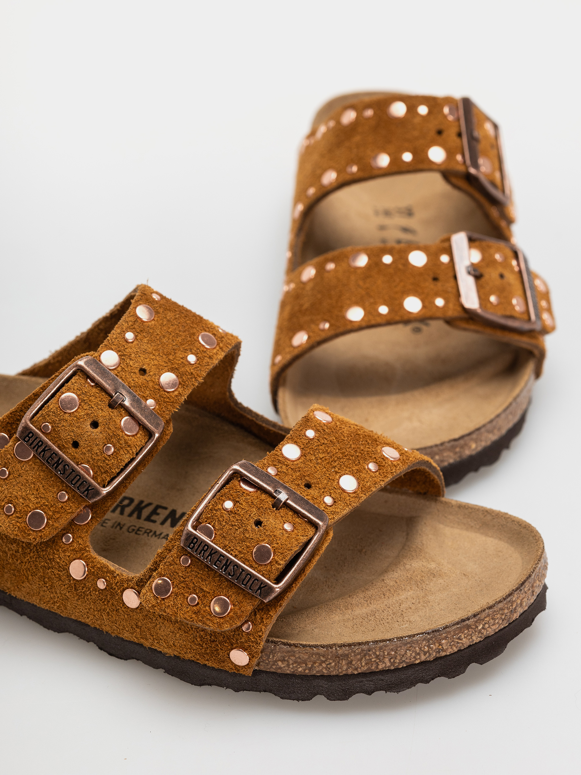 Șlapi Birkenstock Arizona Rivets Suede Leather Narrow Wmn (mink)