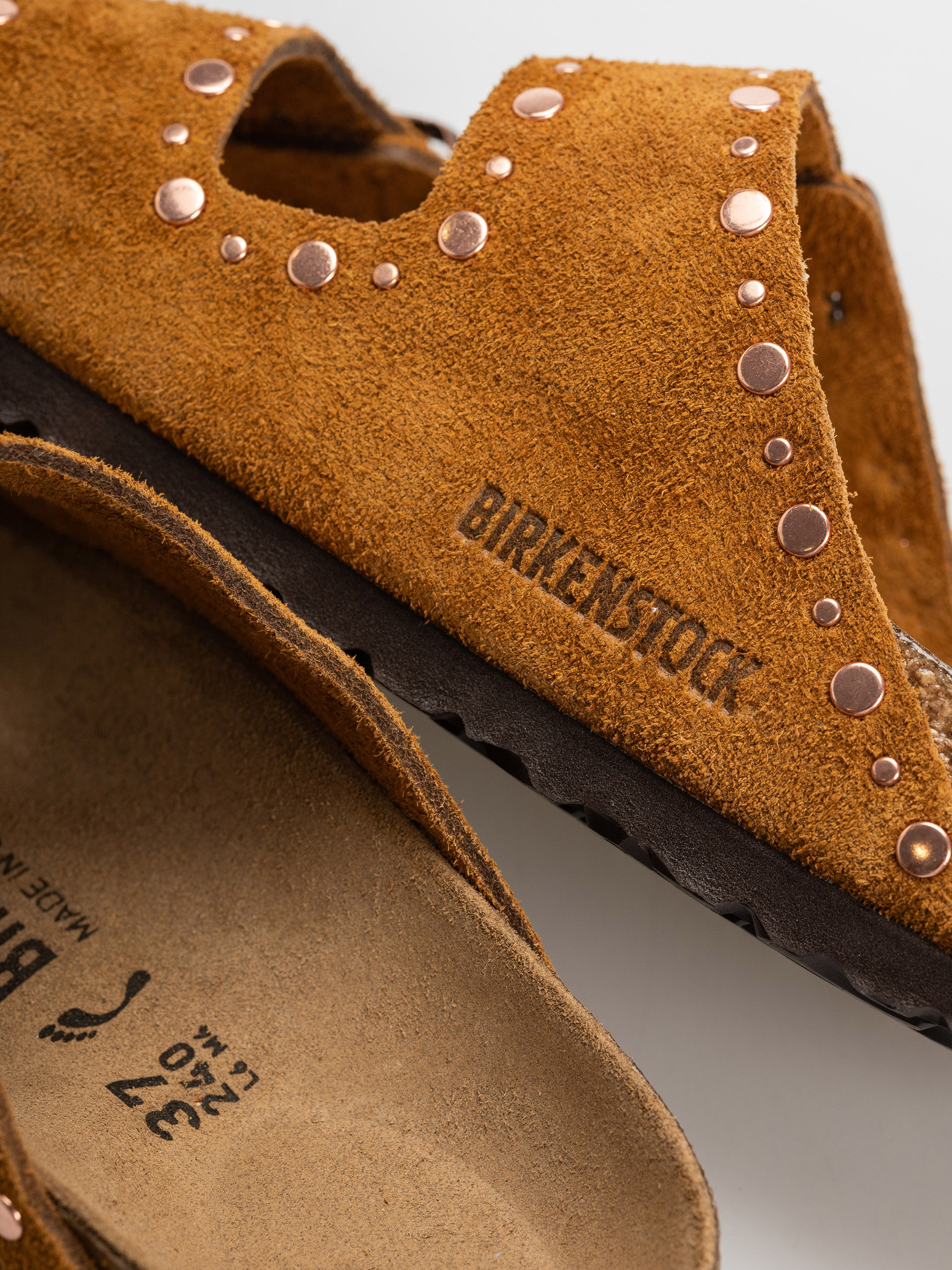 Șlapi Birkenstock Arizona Rivets Suede Leather Narrow Wmn (mink)