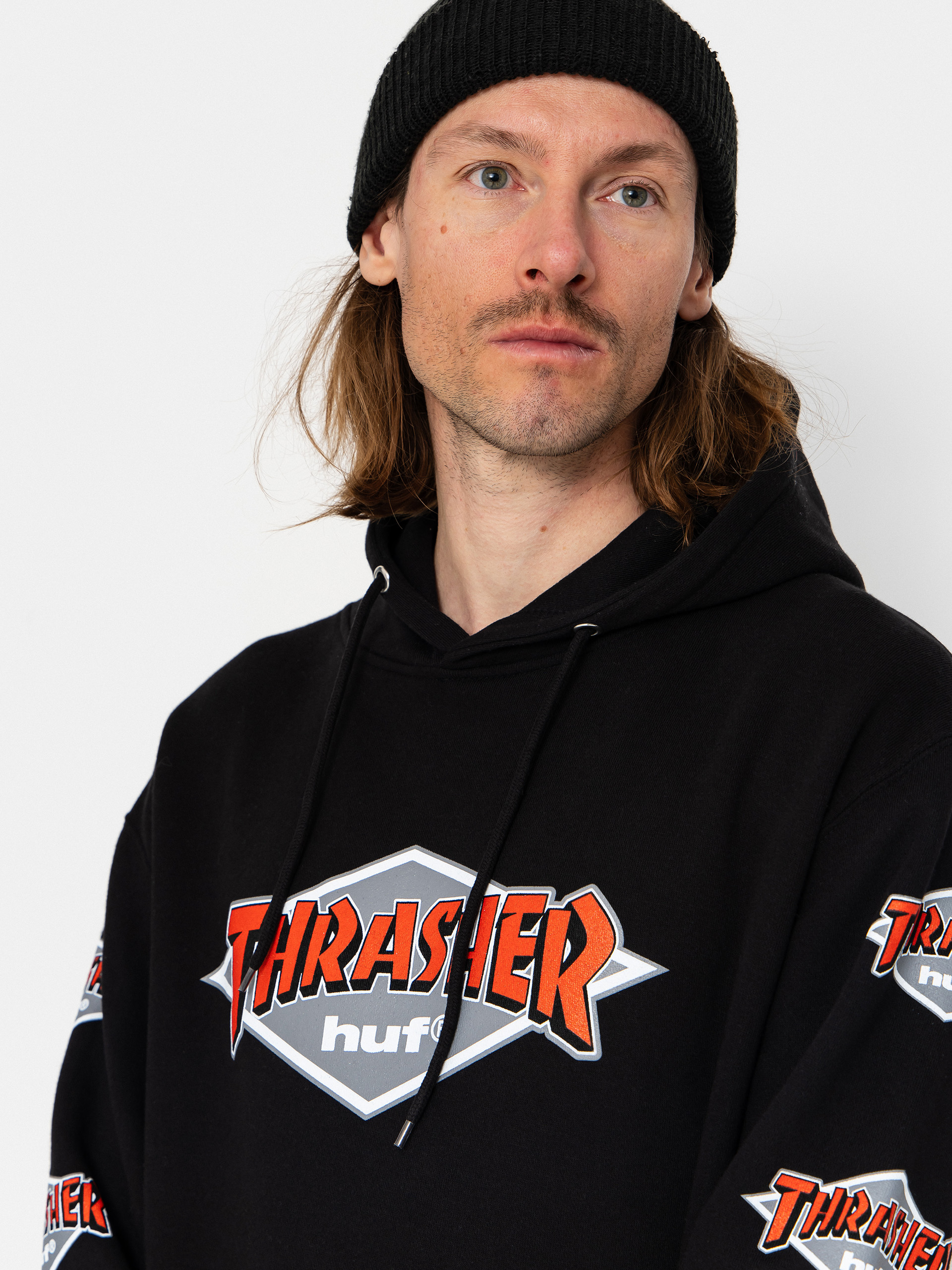 Hanorac cu glugă HUF X Thrasher Logo HD (black)