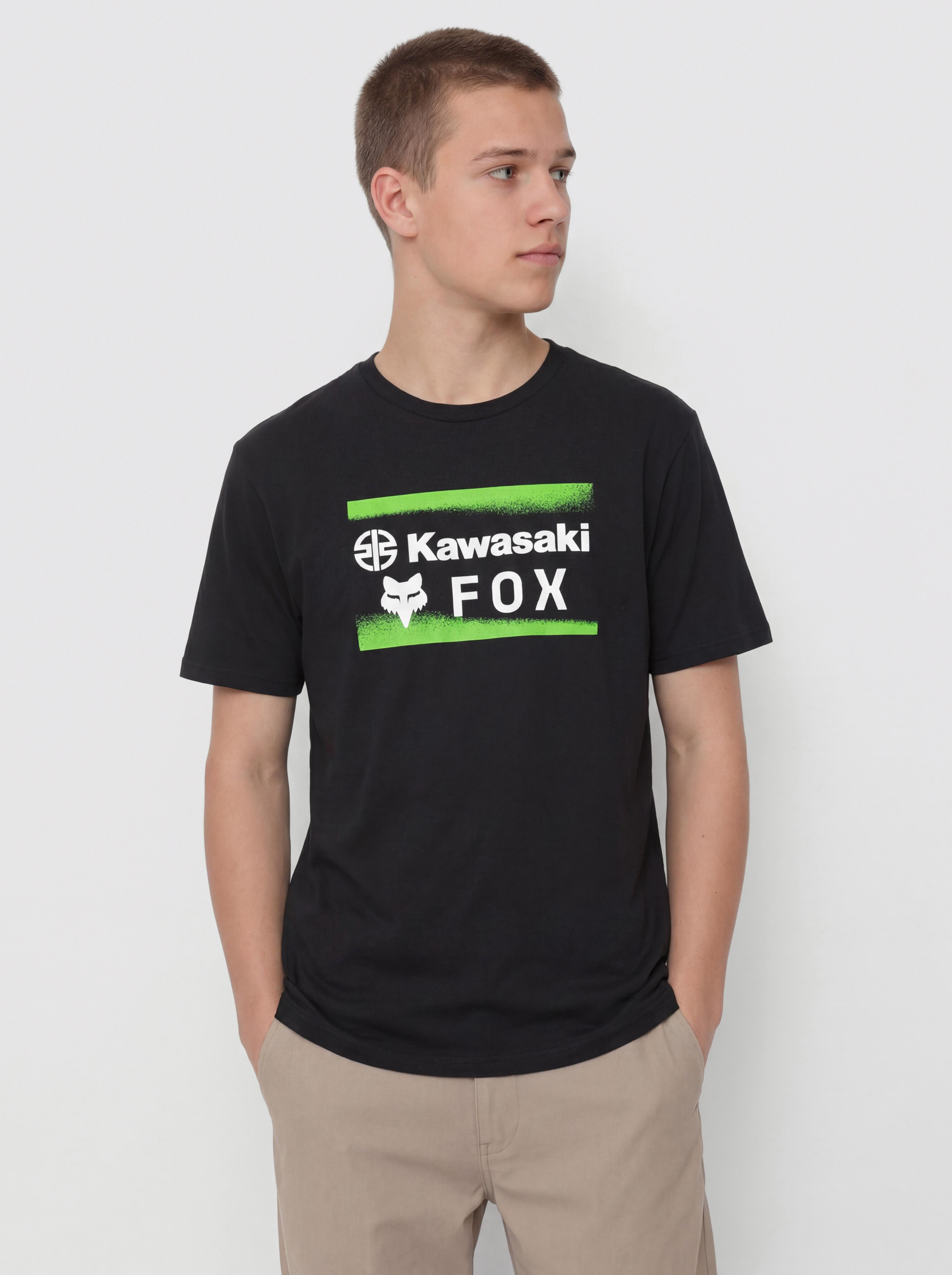Tricou Fox X Kawasaki - negru (black)
