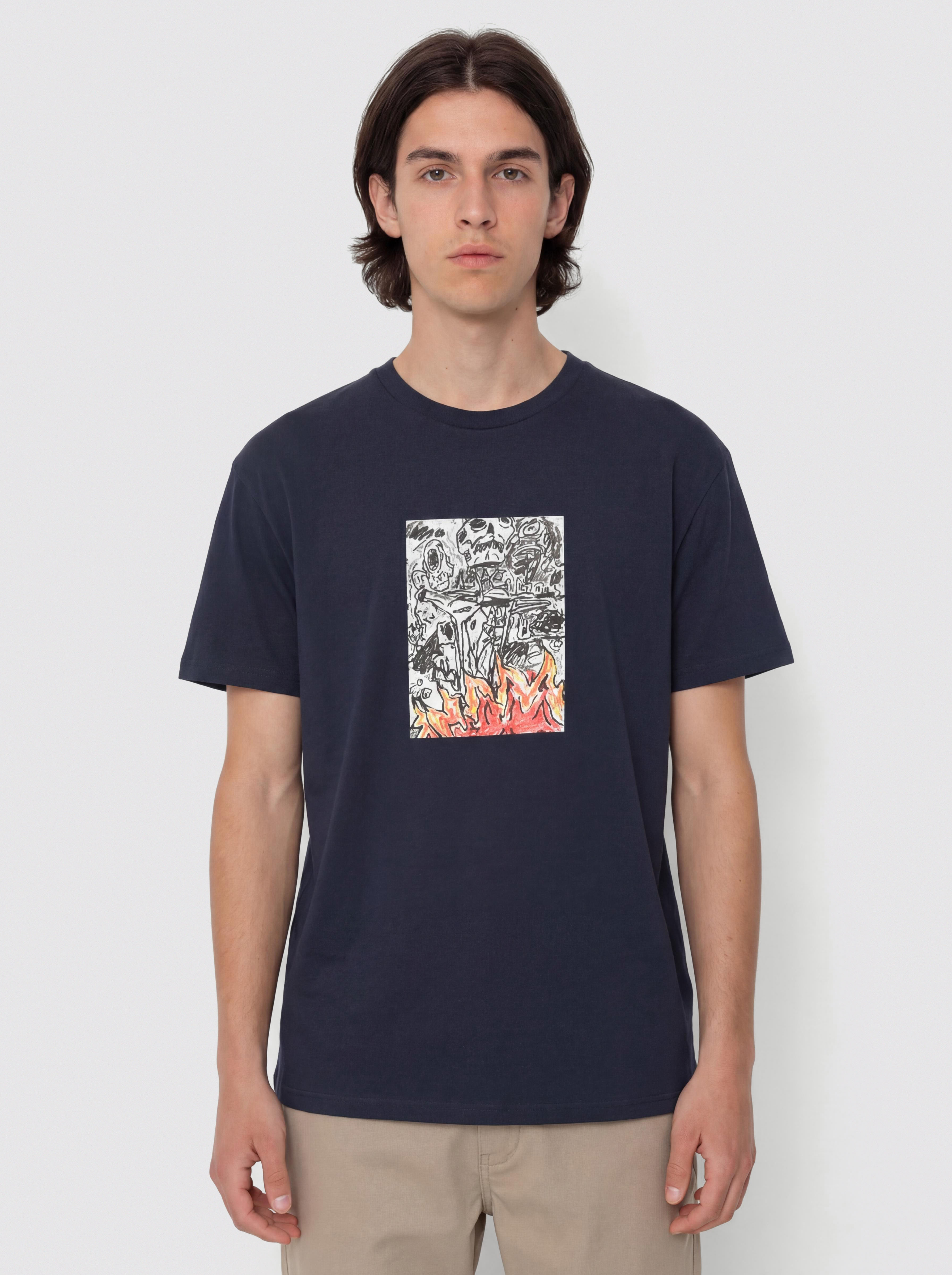 Tricou Poetic Collective Burning Skull (navy)