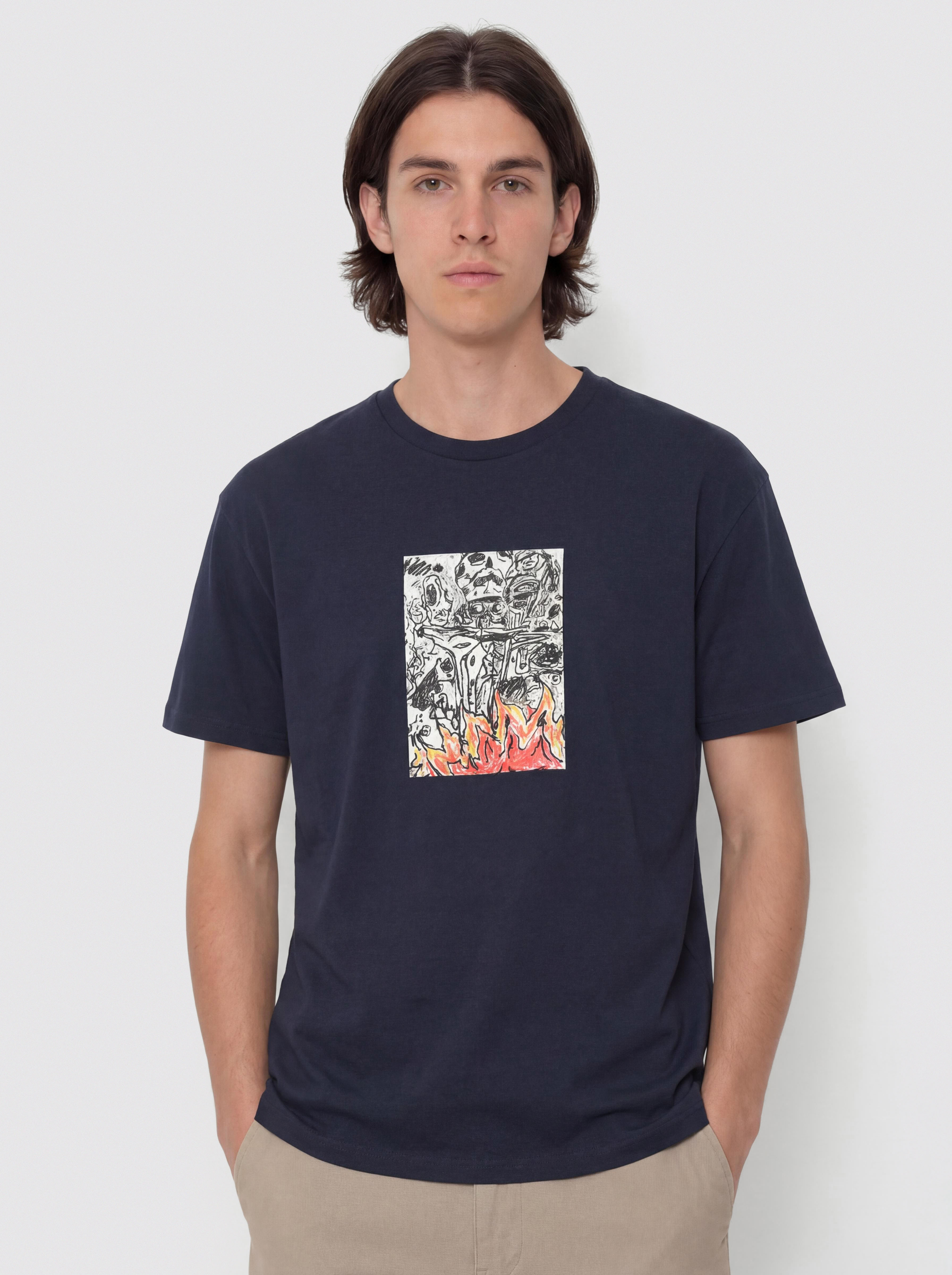 Tricou Poetic Collective Burning Skull (navy)