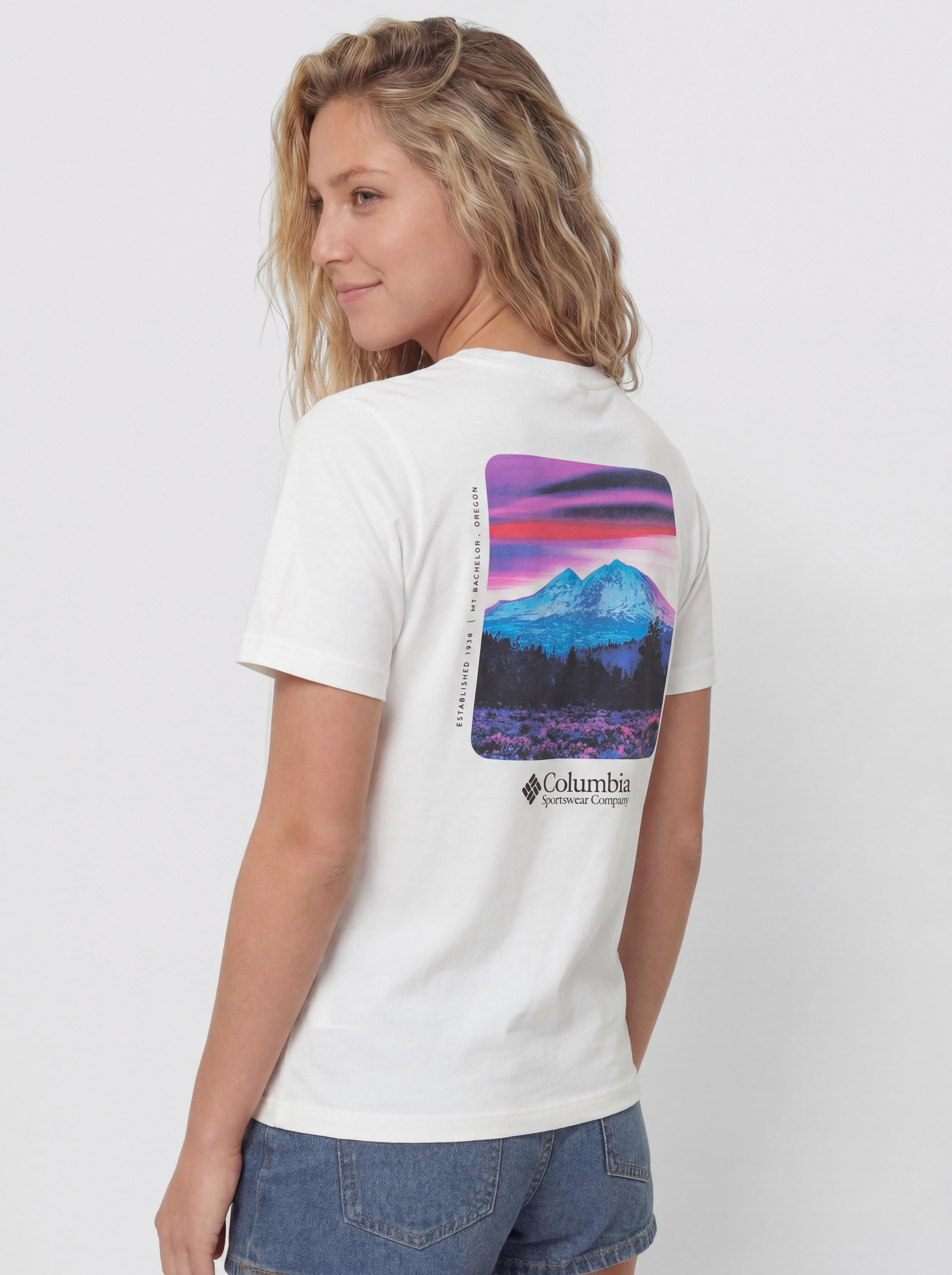 Tricou Columbia CSC Heavyweight Graphic Wmn (white/hoodscape)