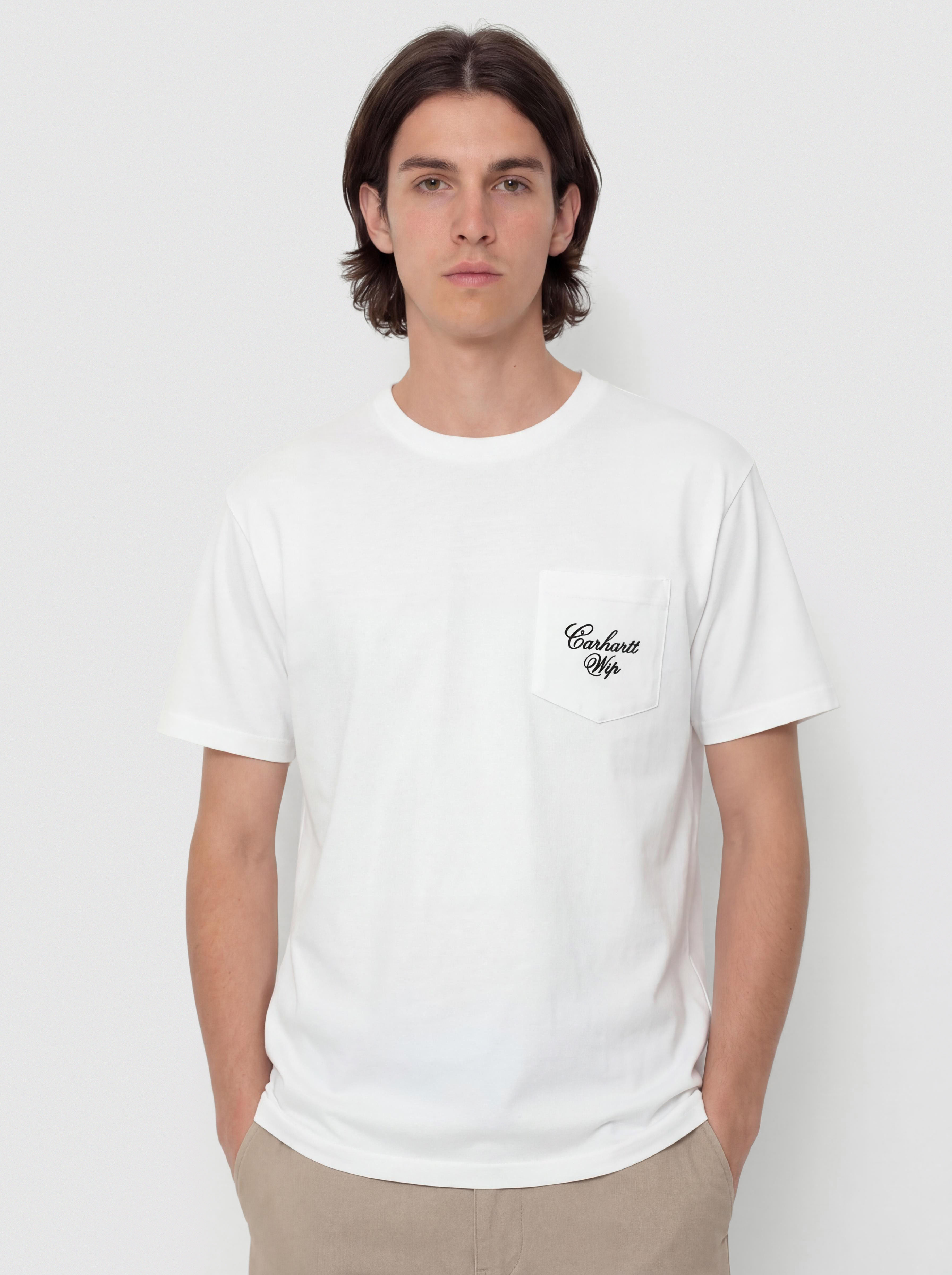 Tricou Carhartt WIP Longhand Pocket (white/black)