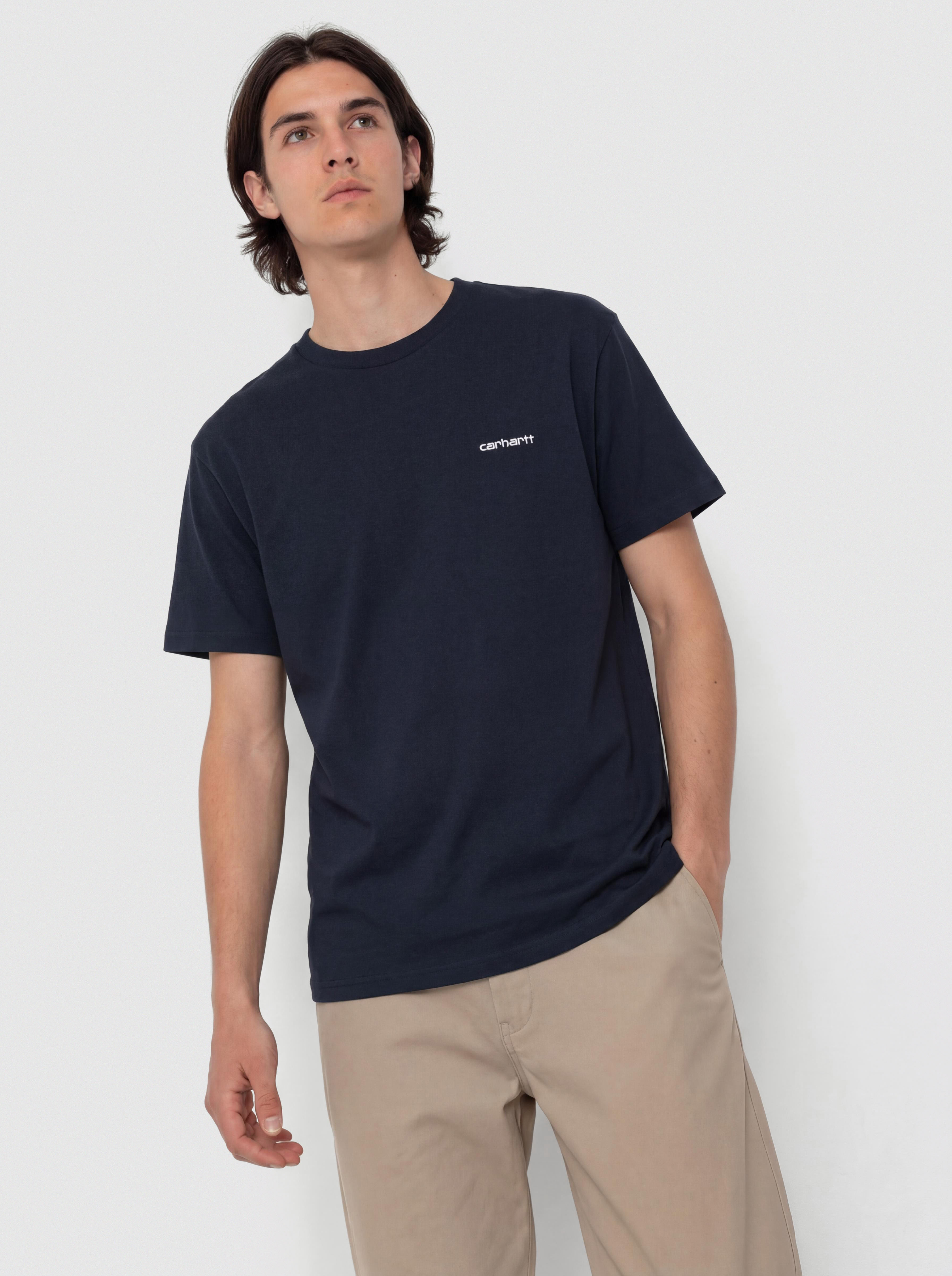Tricou Carhartt WIP Script Embroidery (deep night/white)