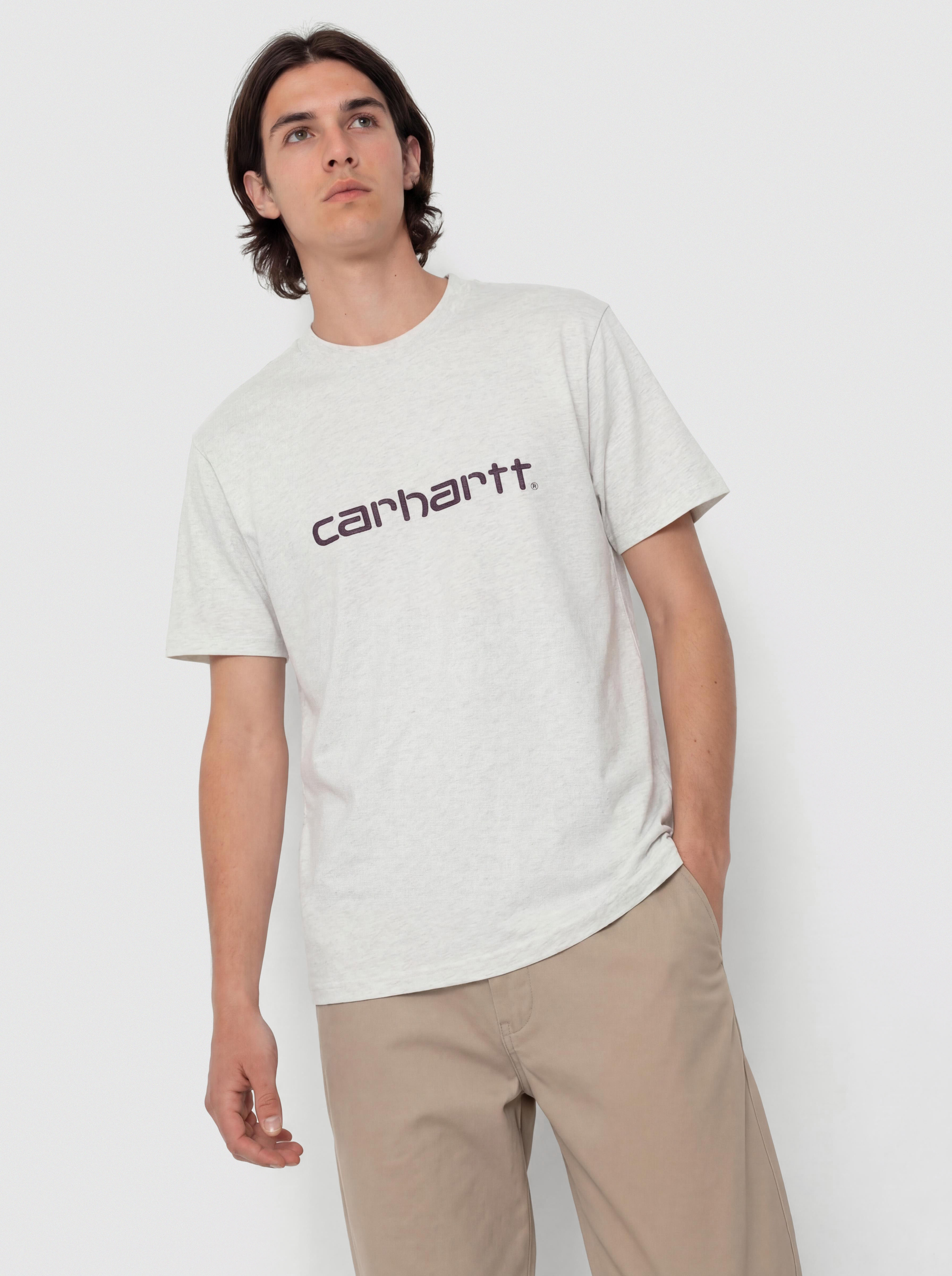 Tricou Carhartt WIP Script (ash heather/cozy purple)
