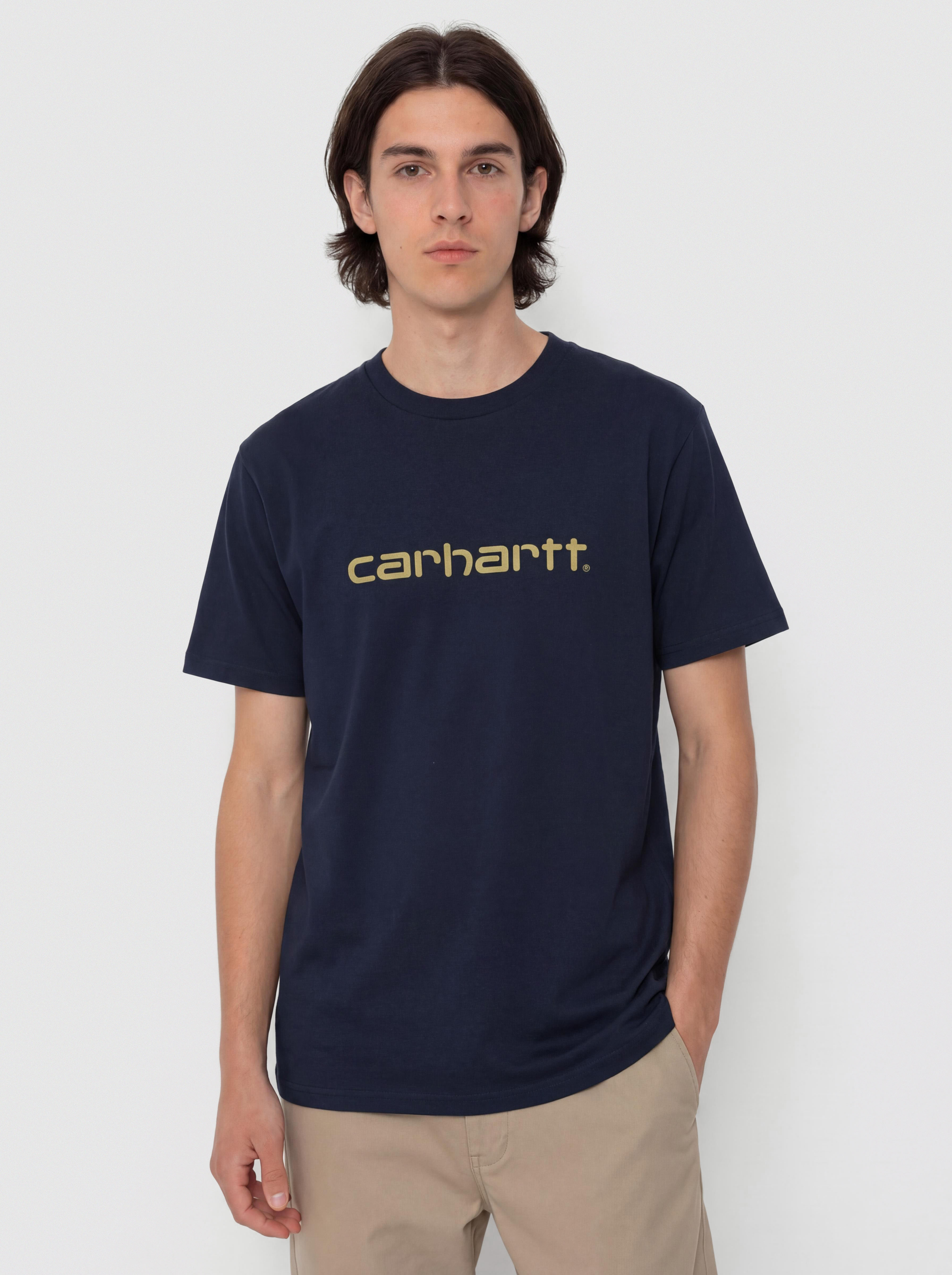 Tricou Carhartt WIP Script (deep night/gentle green)
