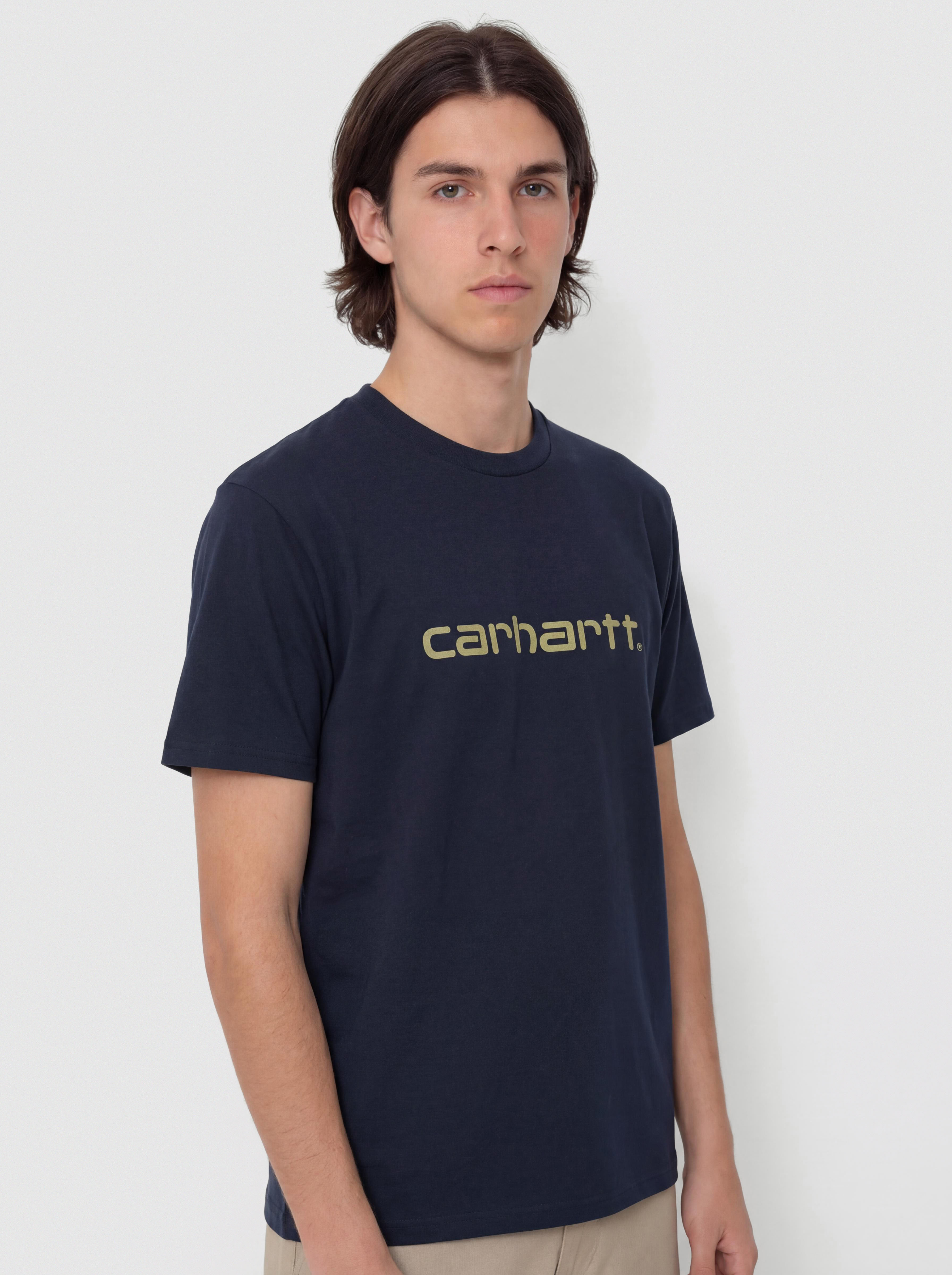 Tricou Carhartt WIP Script (deep night/gentle green)