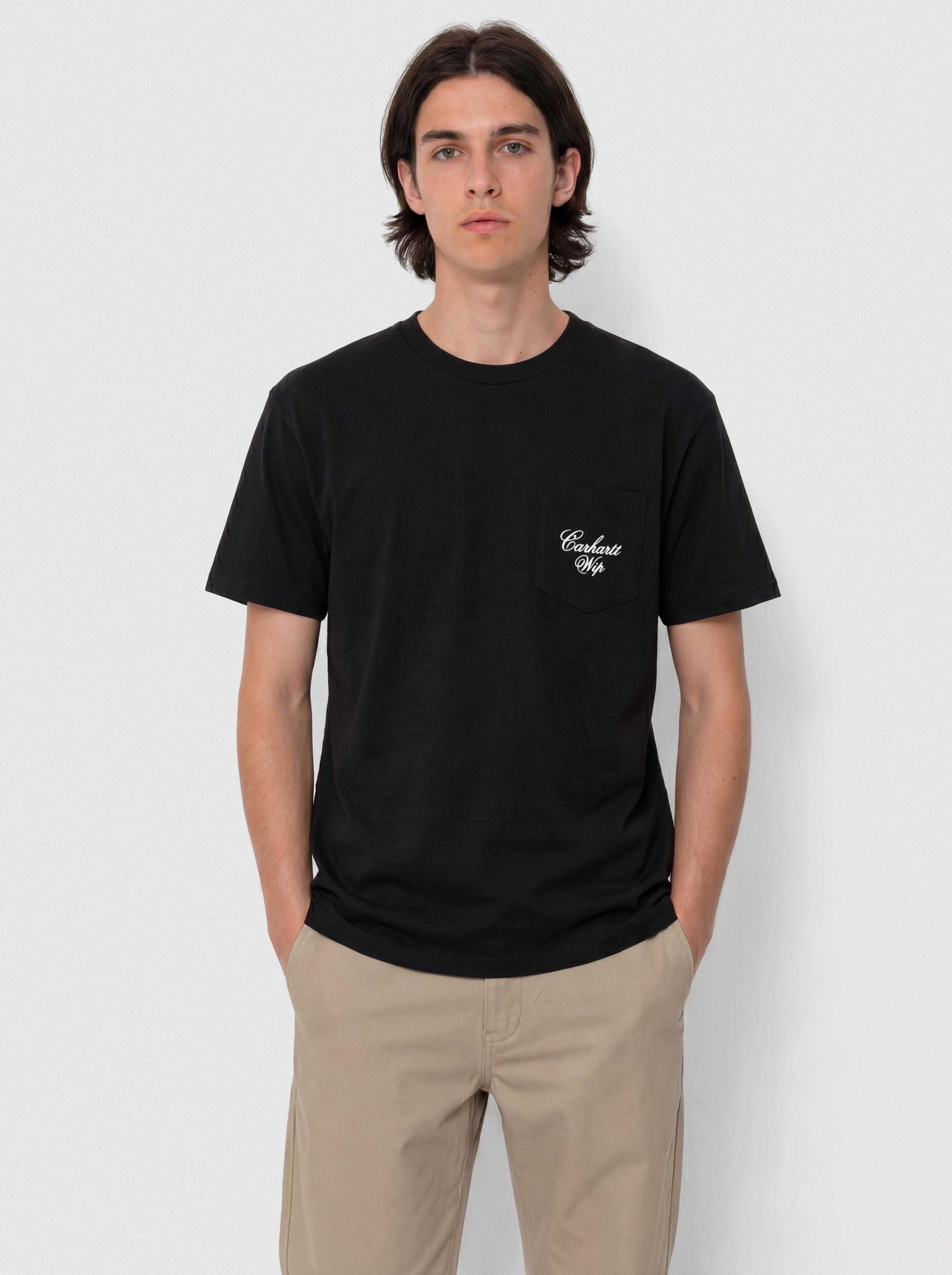 Tricou Carhartt WIP Longhand Pocket (black/white)