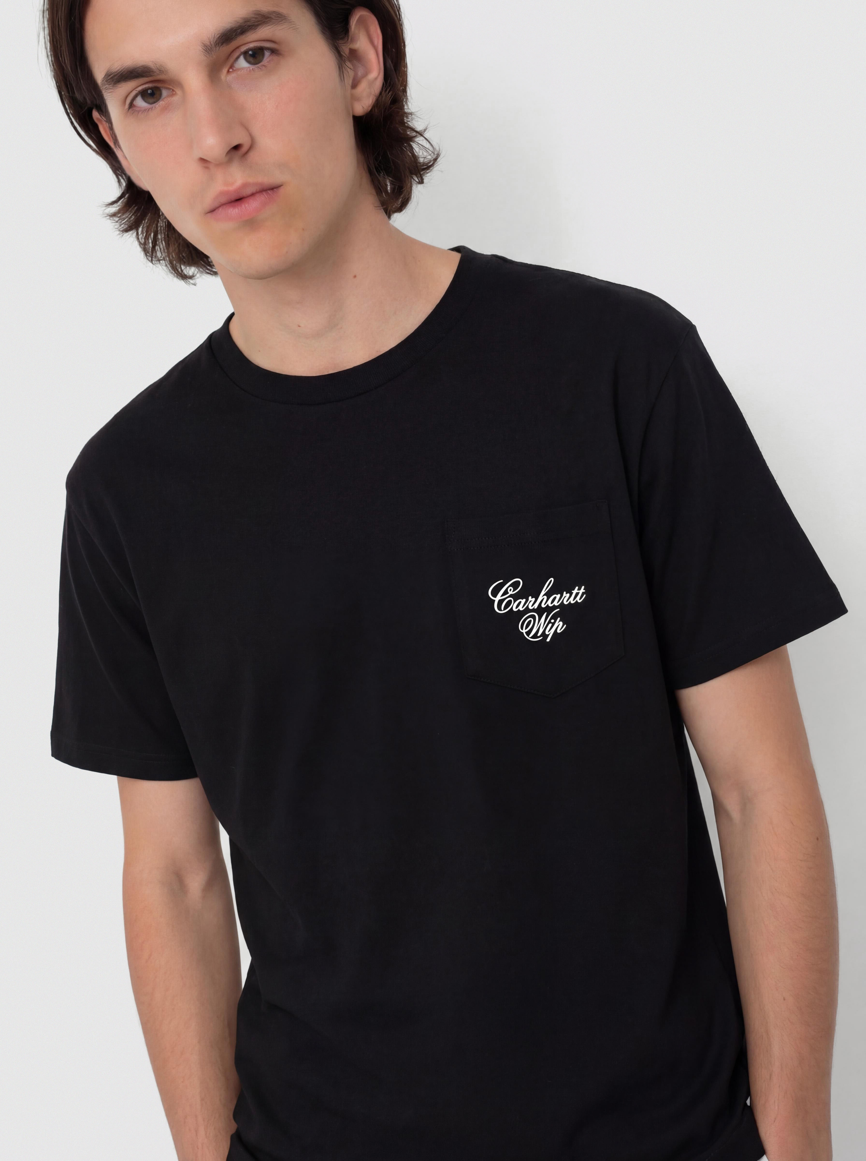 Tricou Carhartt WIP Longhand Pocket (black/white)