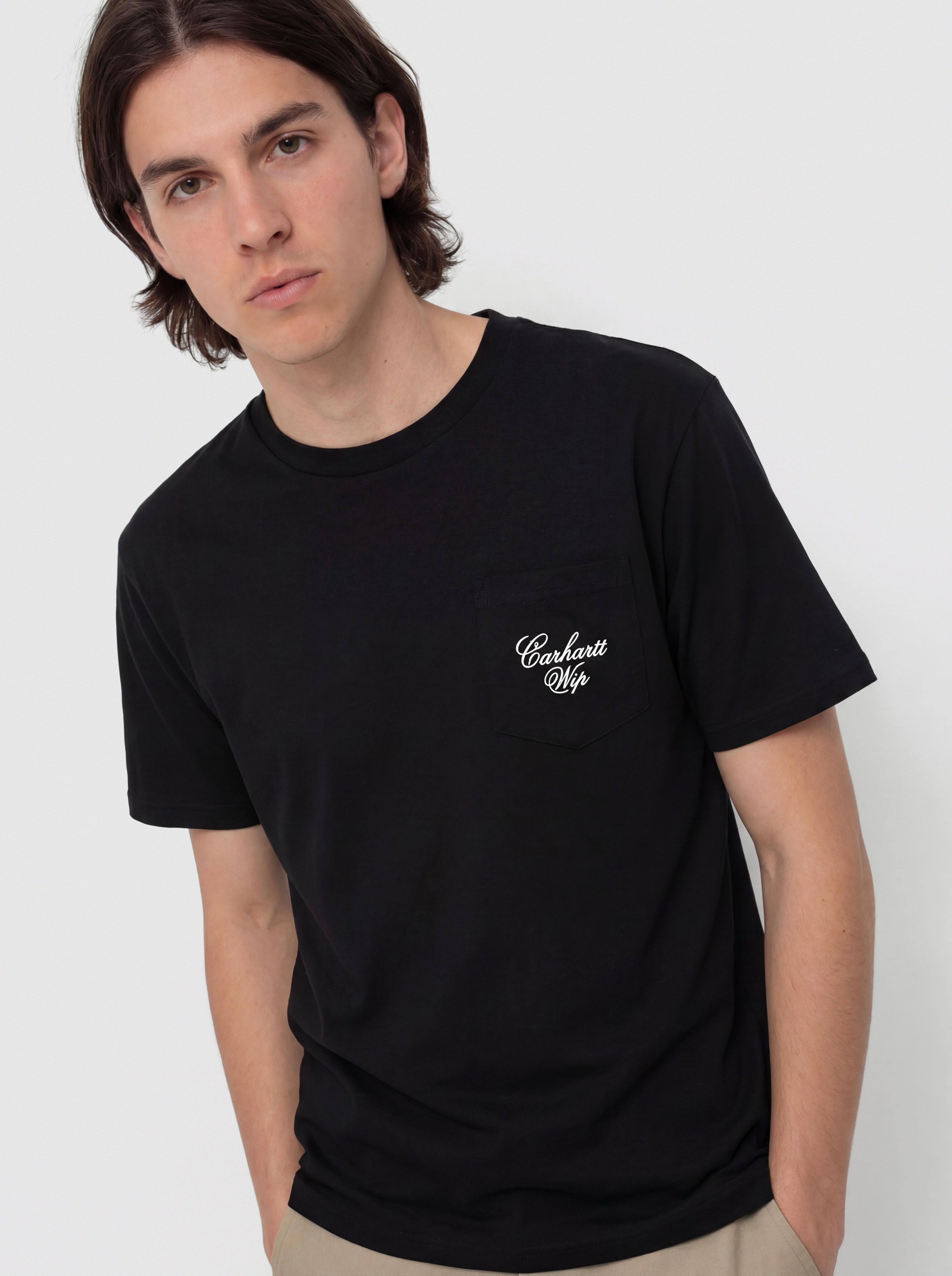 Tricou Carhartt WIP Longhand Pocket (black/white)