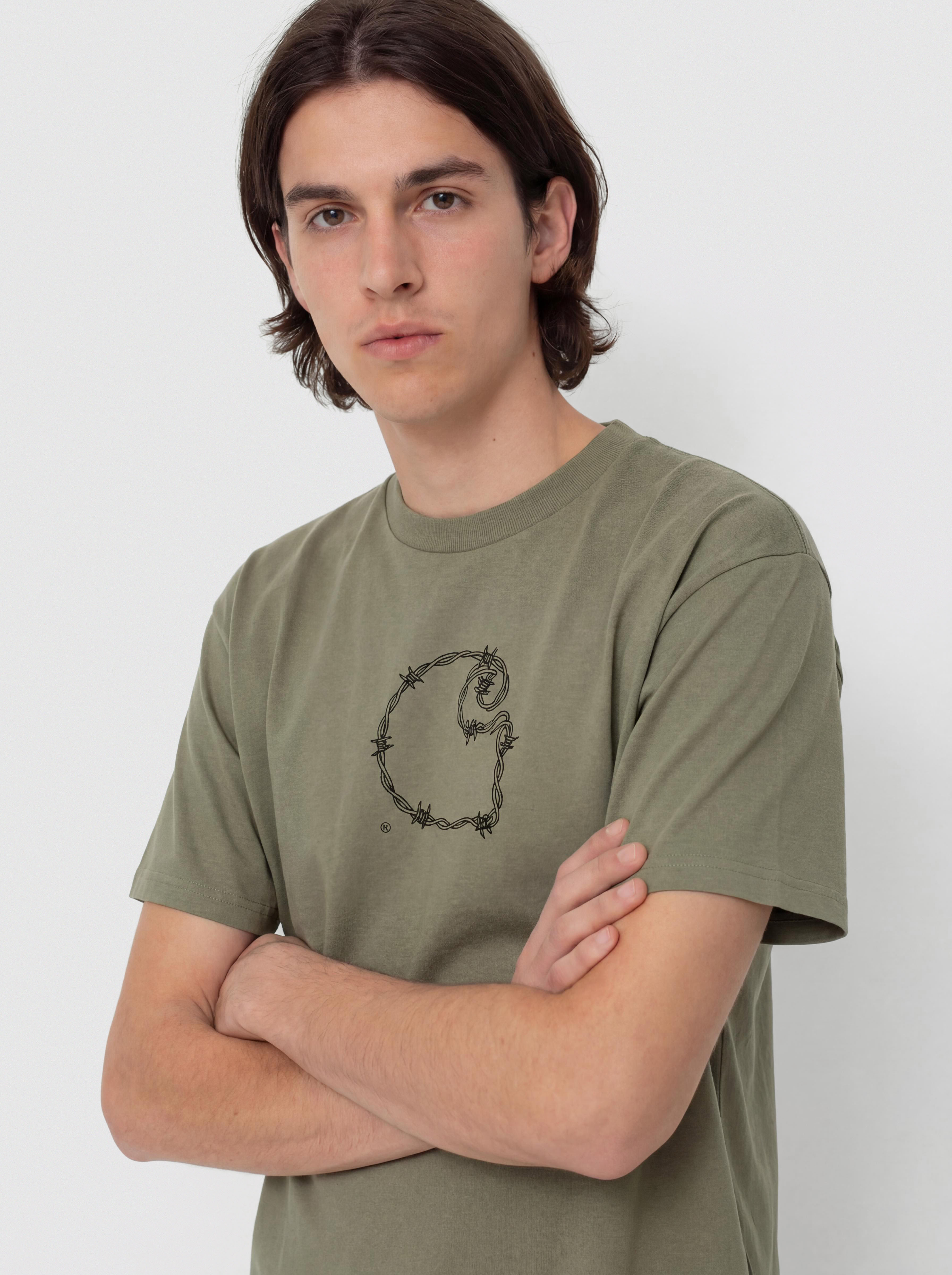 Tricou Carhartt WIP Barbwire C (dollar green)