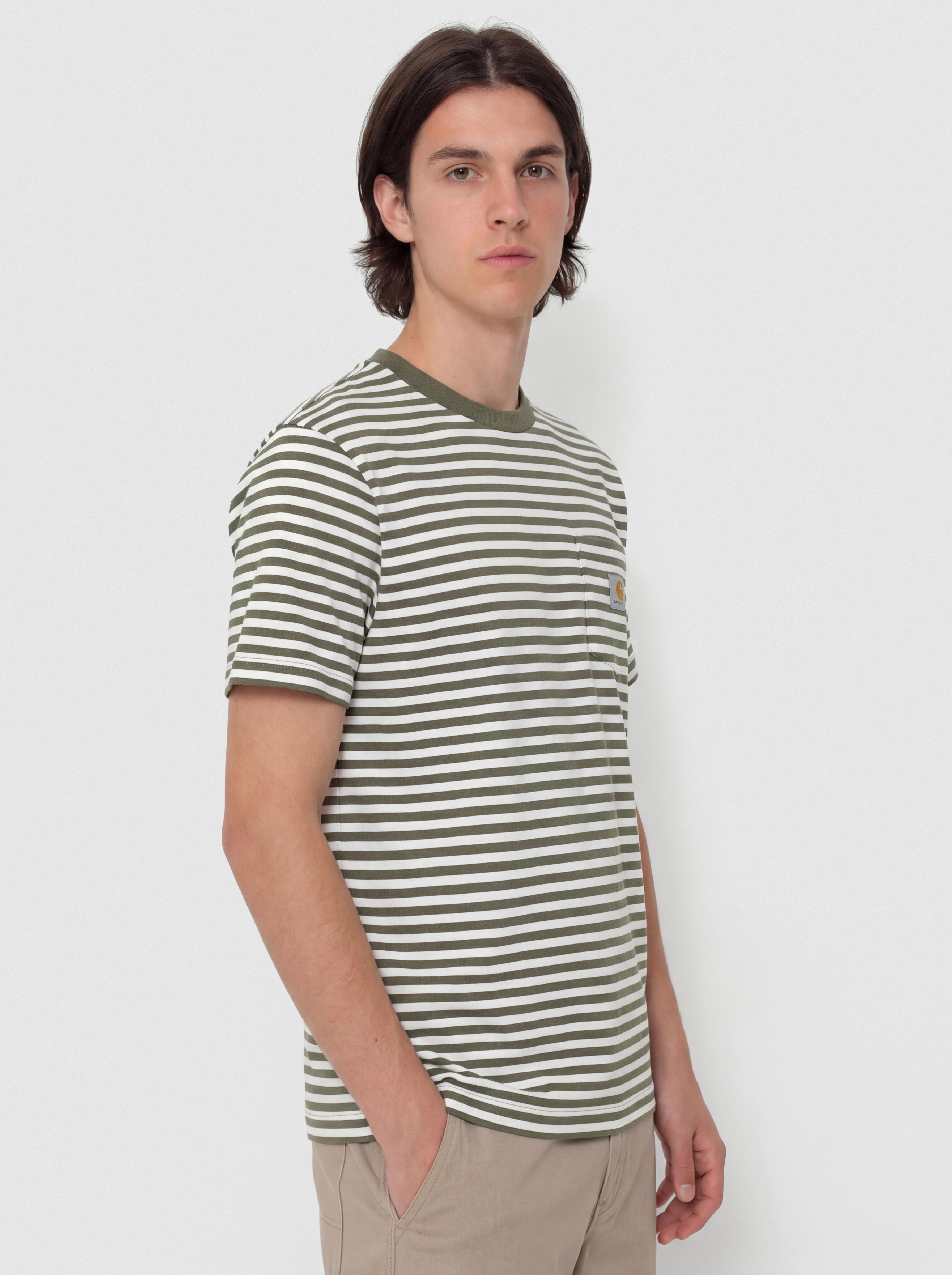 Tricou Carhartt WIP Ezra Pocket (ezra stripe/leaf/wax)