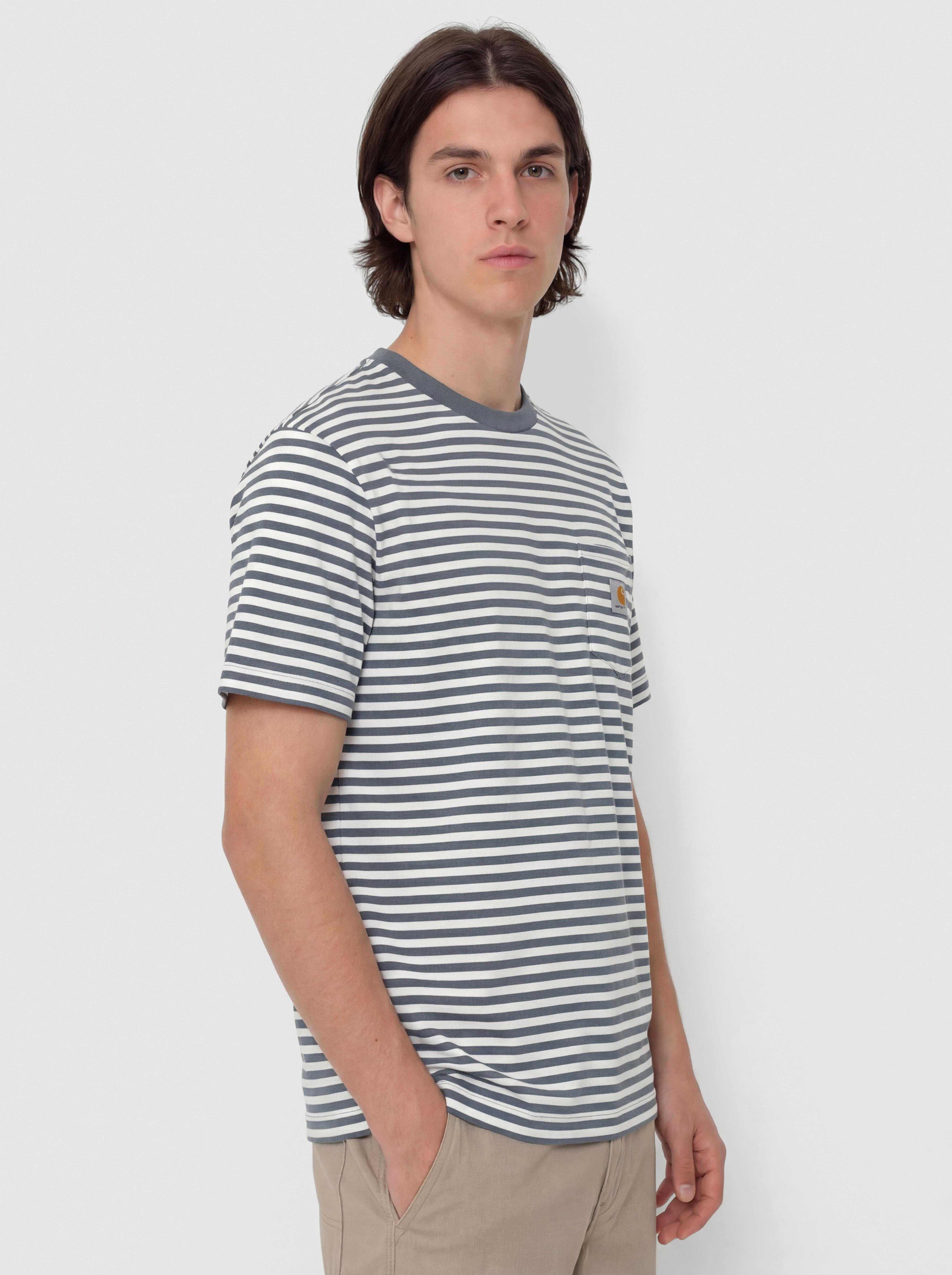 Tricou Carhartt WIP Ezra Pocket (ezra stripe/cozy blue/wax)