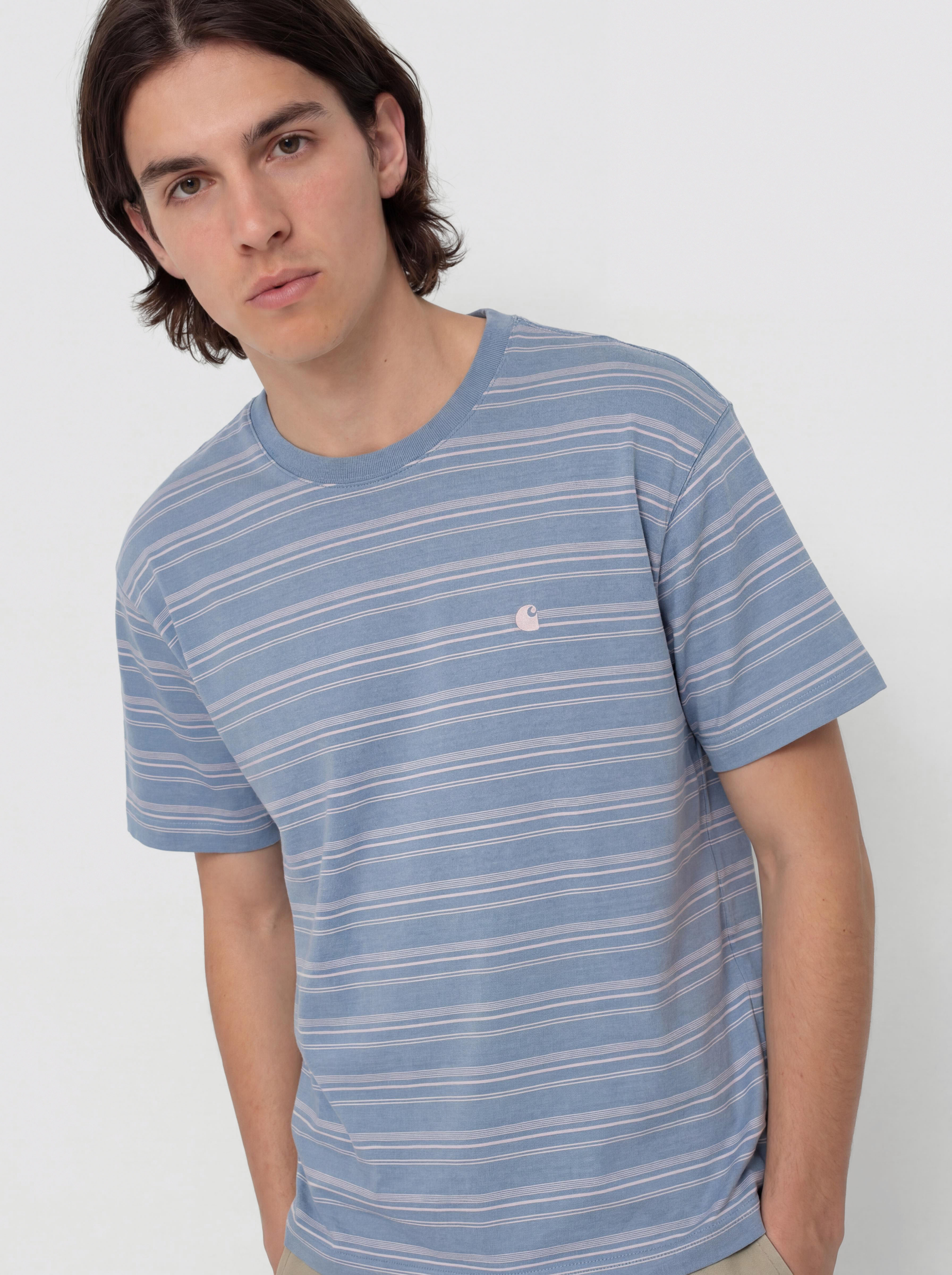 Tricou Carhartt WIP Brodine (brodine stripe/sorrent/indigo overdyed)