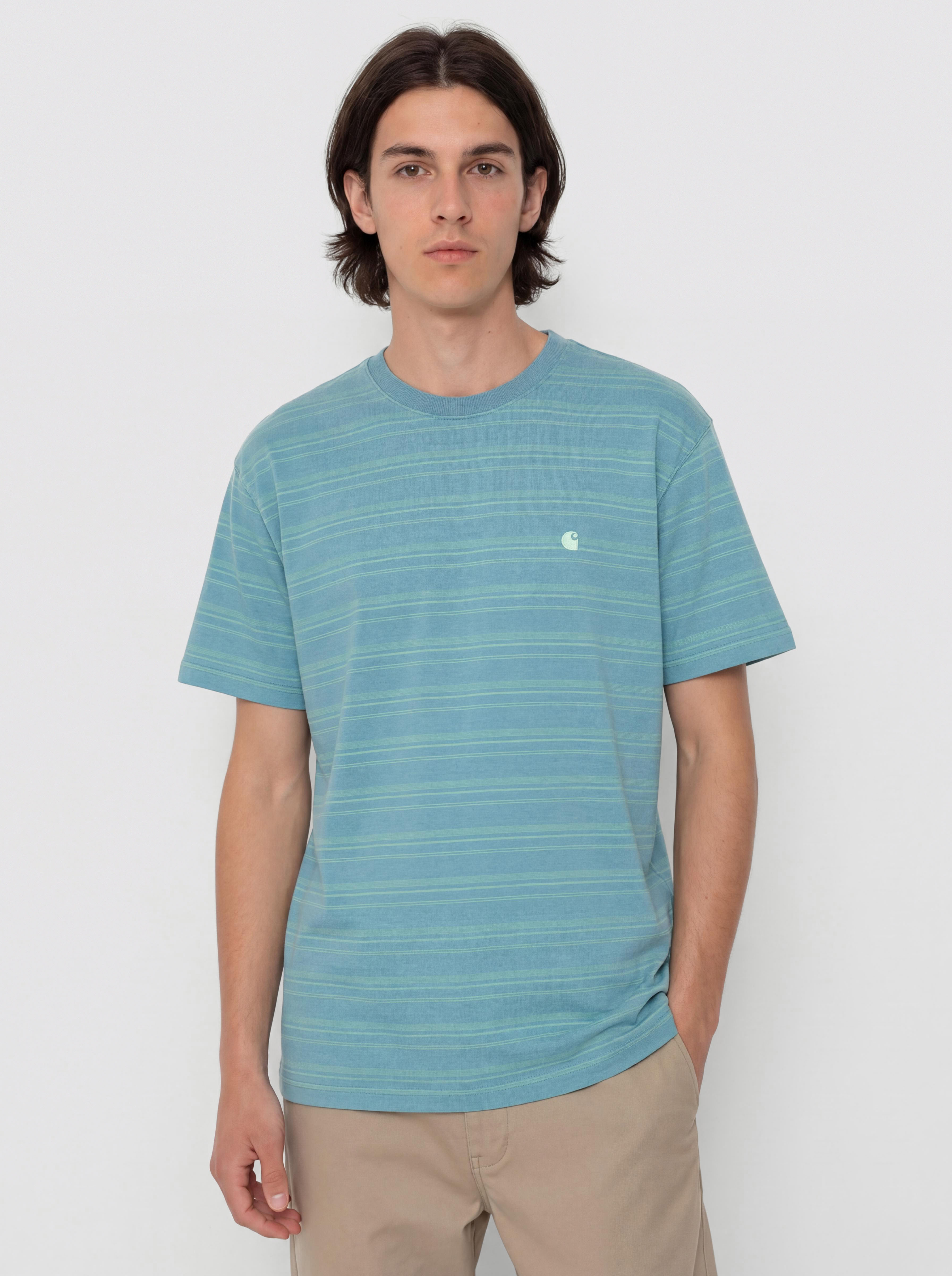 Tricou Carhartt WIP Brodine (brodine stripe/saguaro/indigo overdyed)