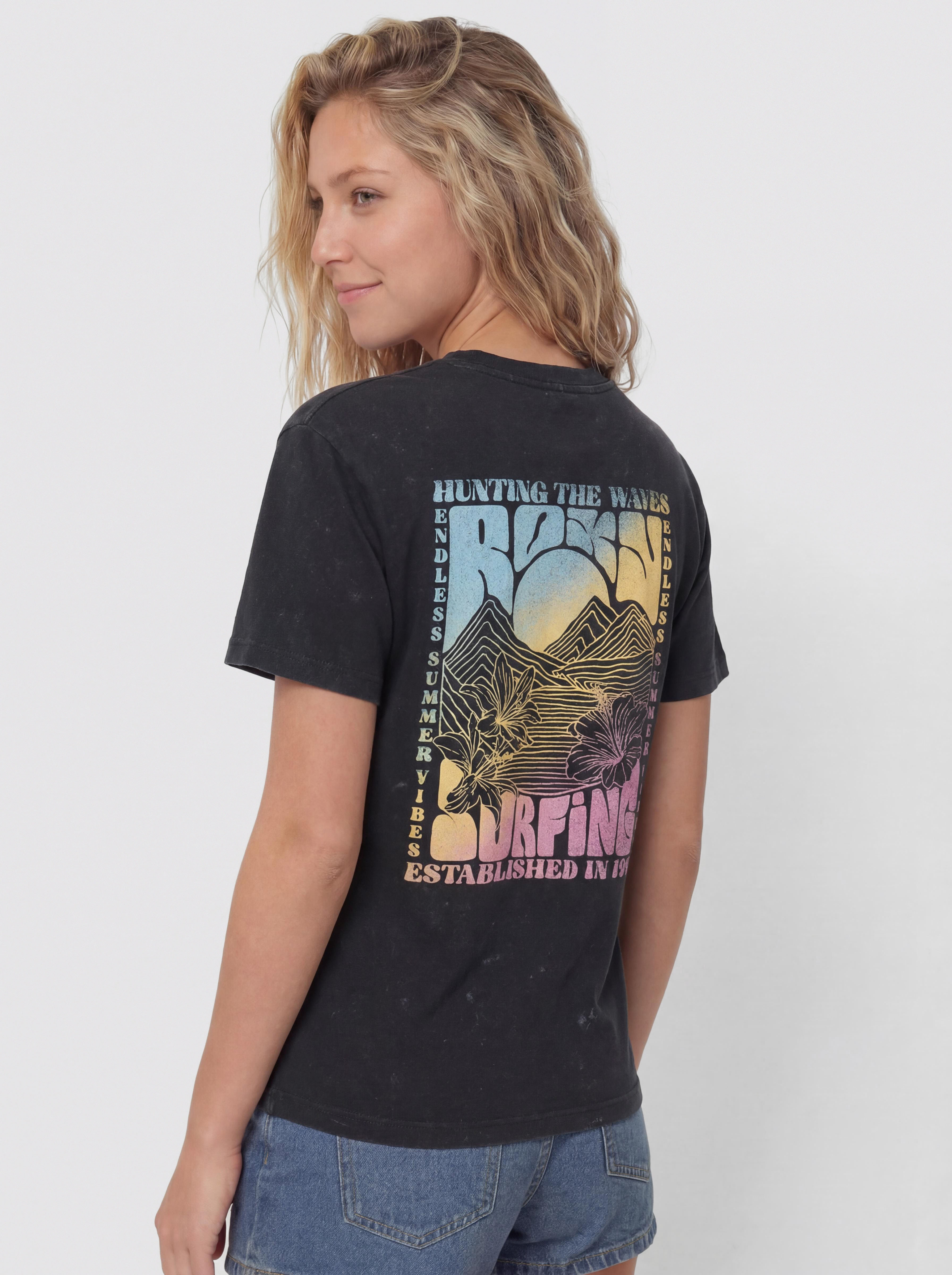 Tricou Roxy Sunnyoversize Optic Wash Wmn (anthracite)