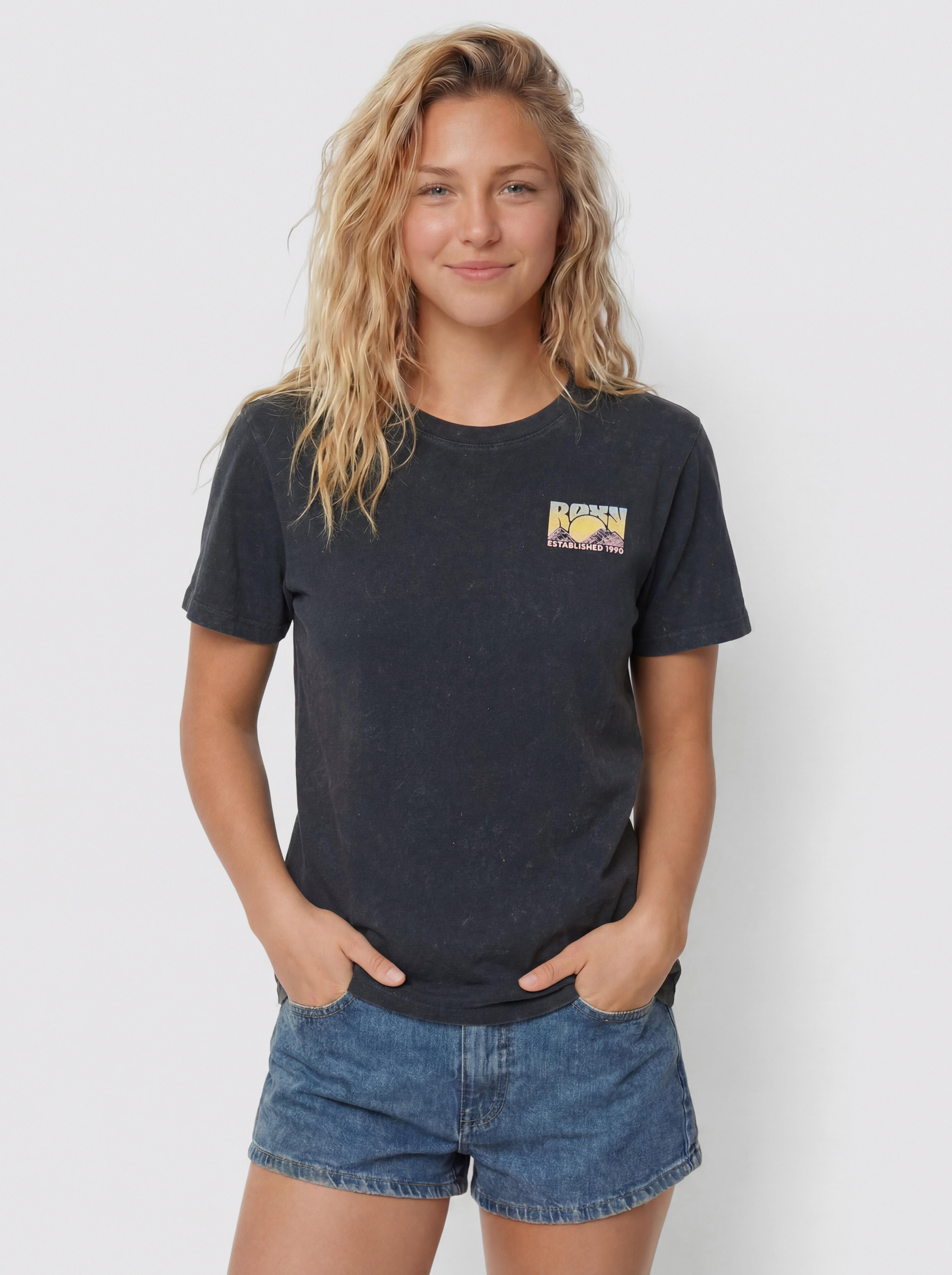 Tricou Roxy Sunnyoversize Optic Wash Wmn (anthracite)