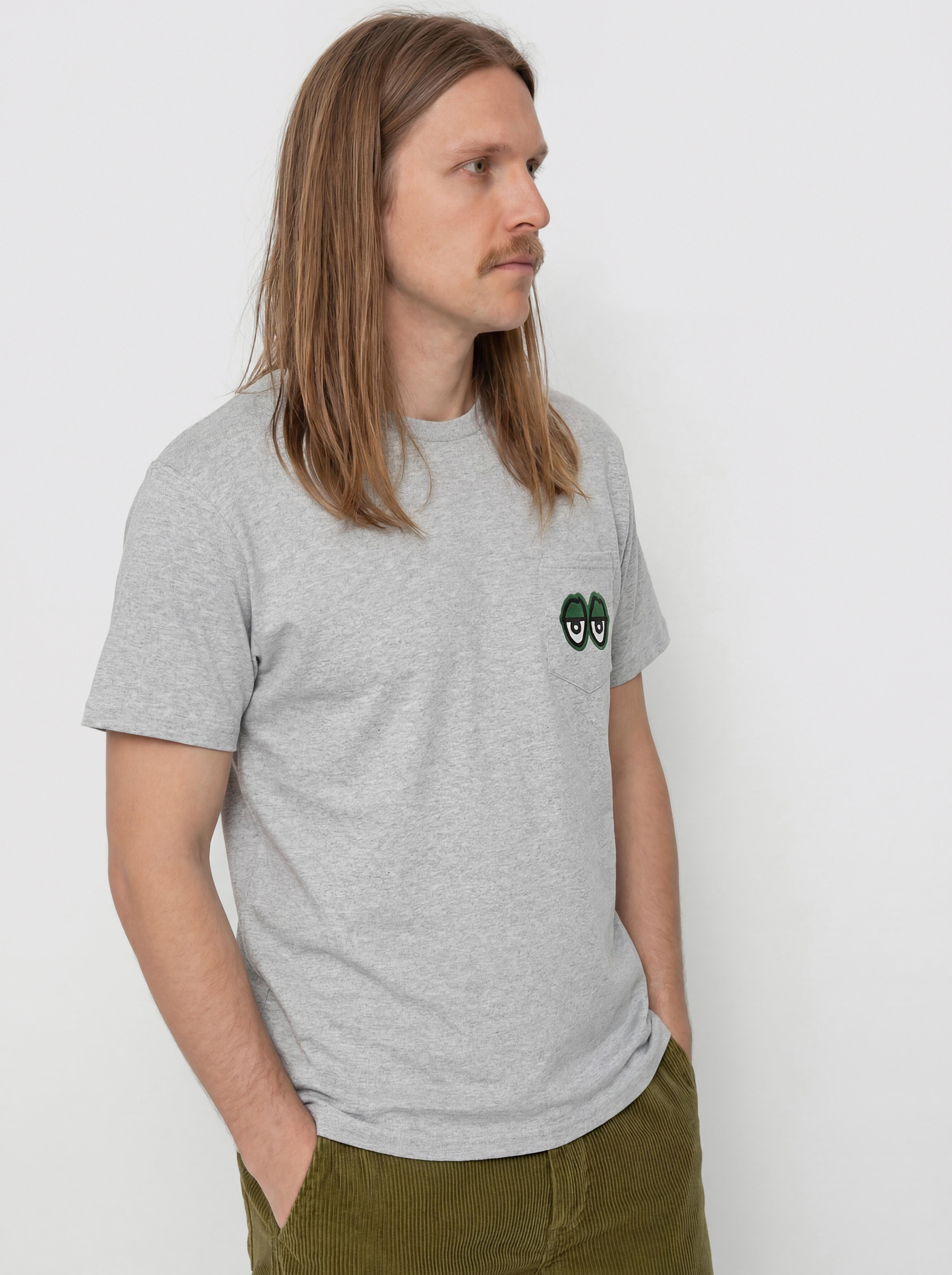 Tricou Krooked Pocket Eyes (heather grey)