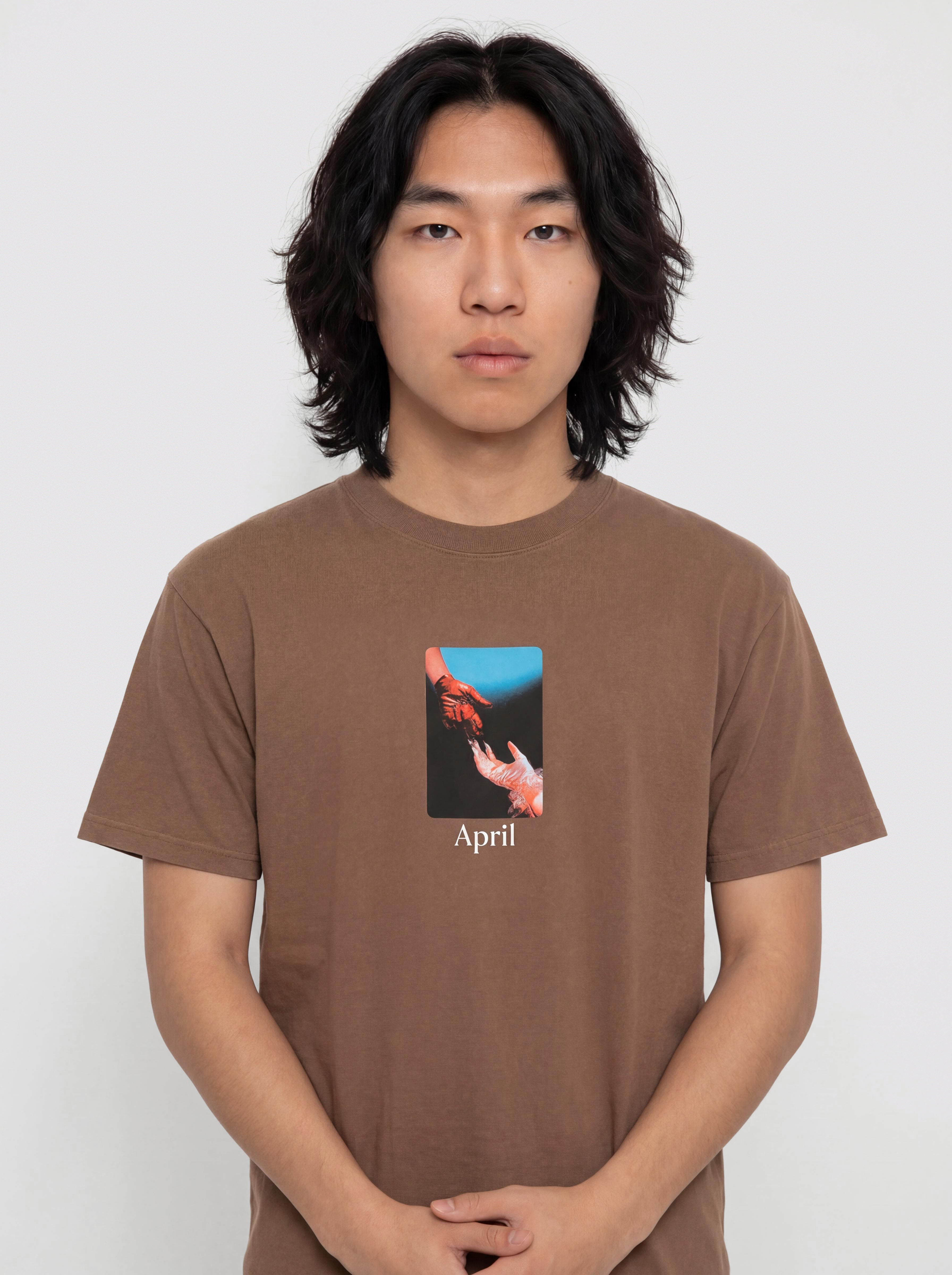 Tricou April Skateboards Material (washed brown)