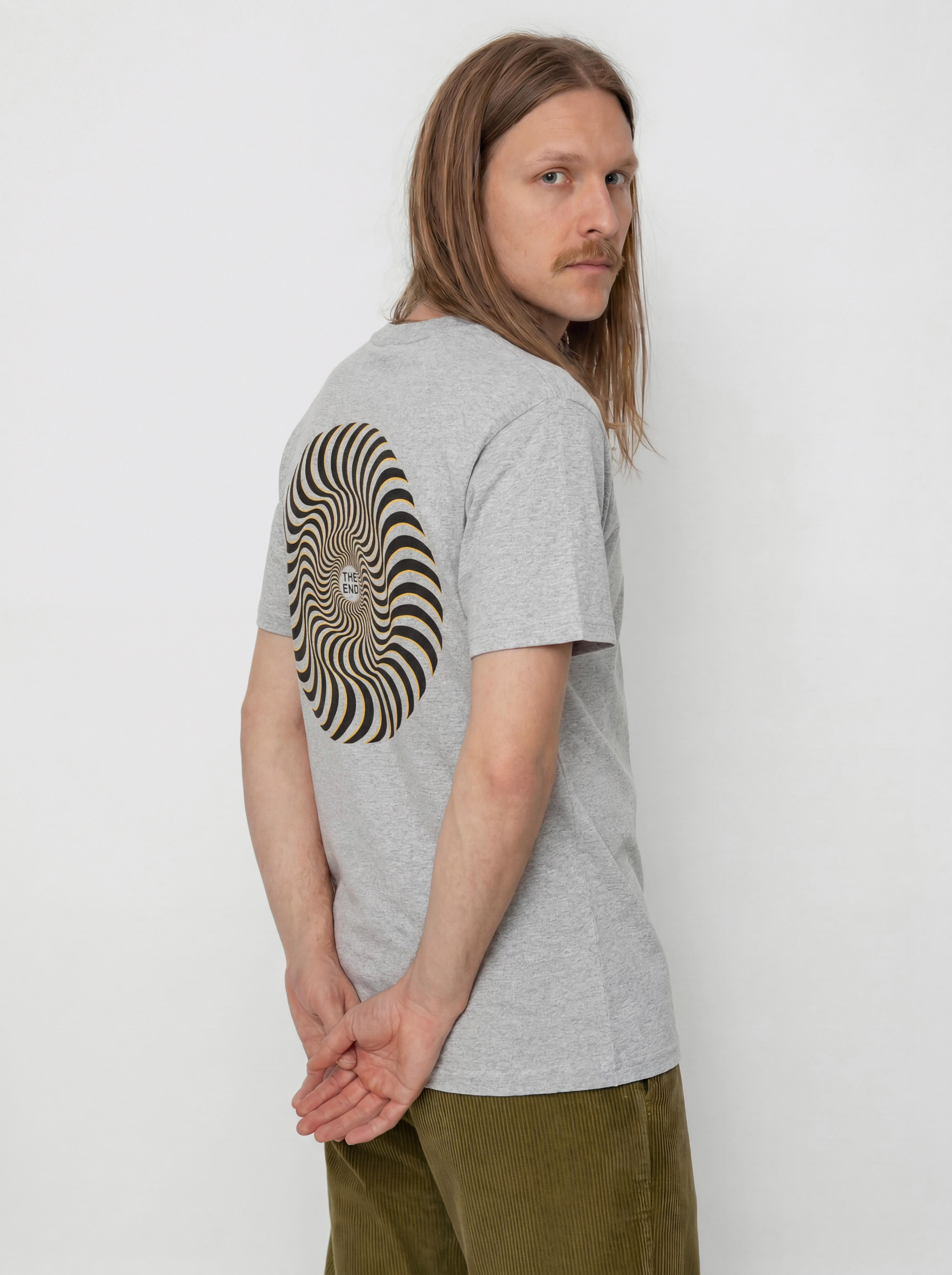 Tricou Spitfire Classic Swirl Overlay (heather grey w/black&gold prints)