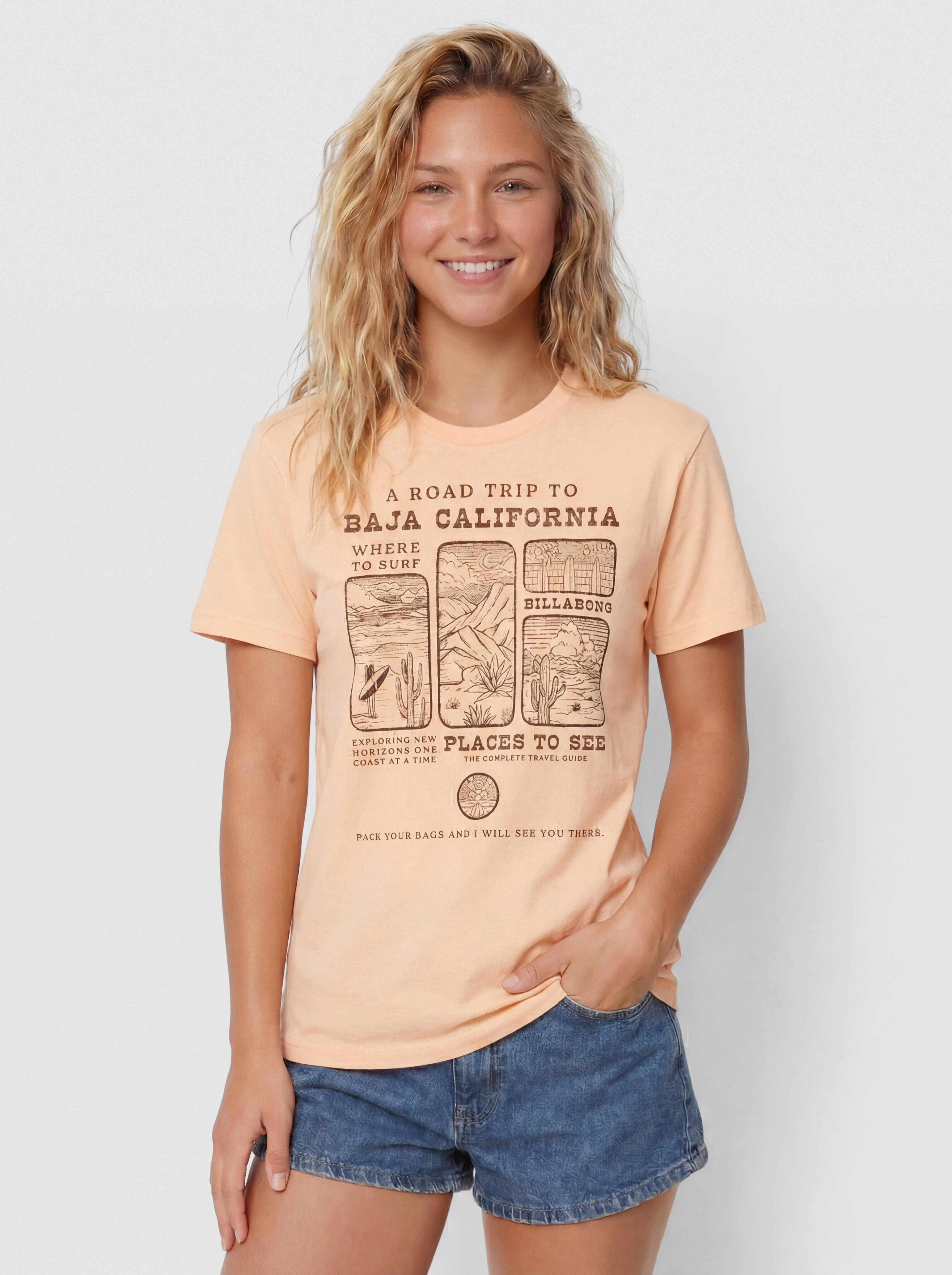 Tricou Billabong Flying To The Moon Wmn (soft peach)