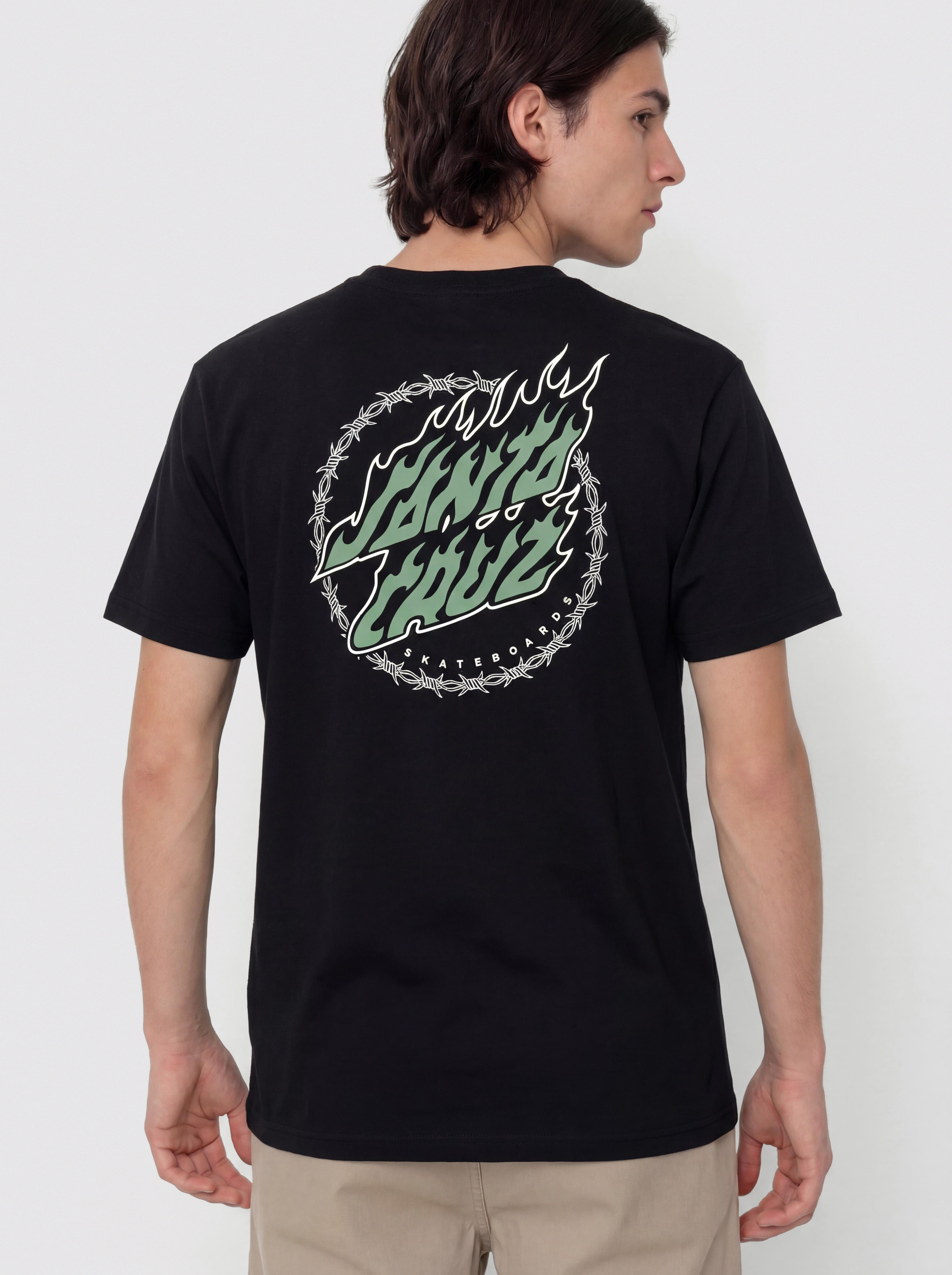 Tricou Santa Cruz Wired Flame Dot Chest (black)