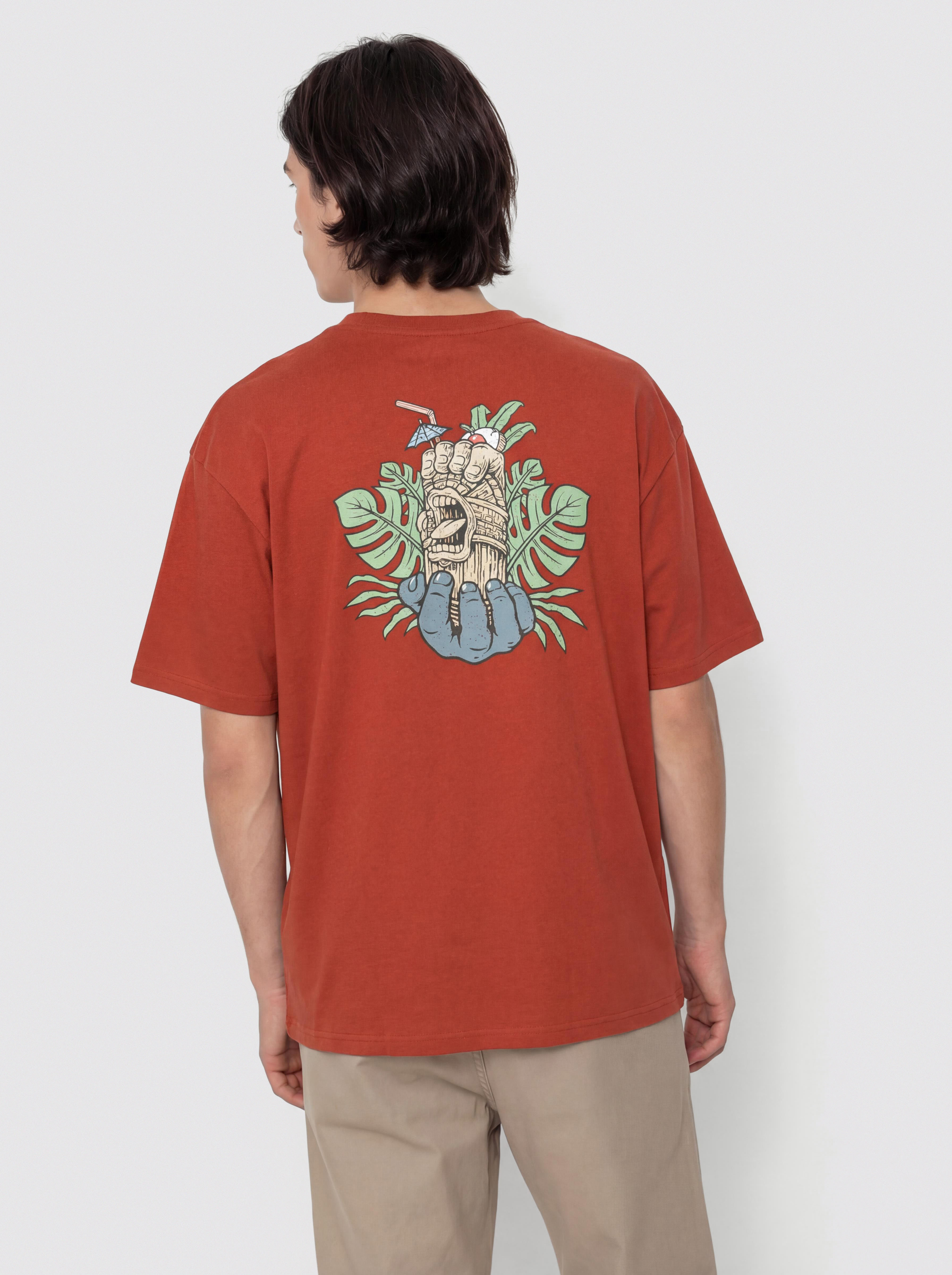 Tricou Santa Cruz Tiki Hand Strip (dark rust)