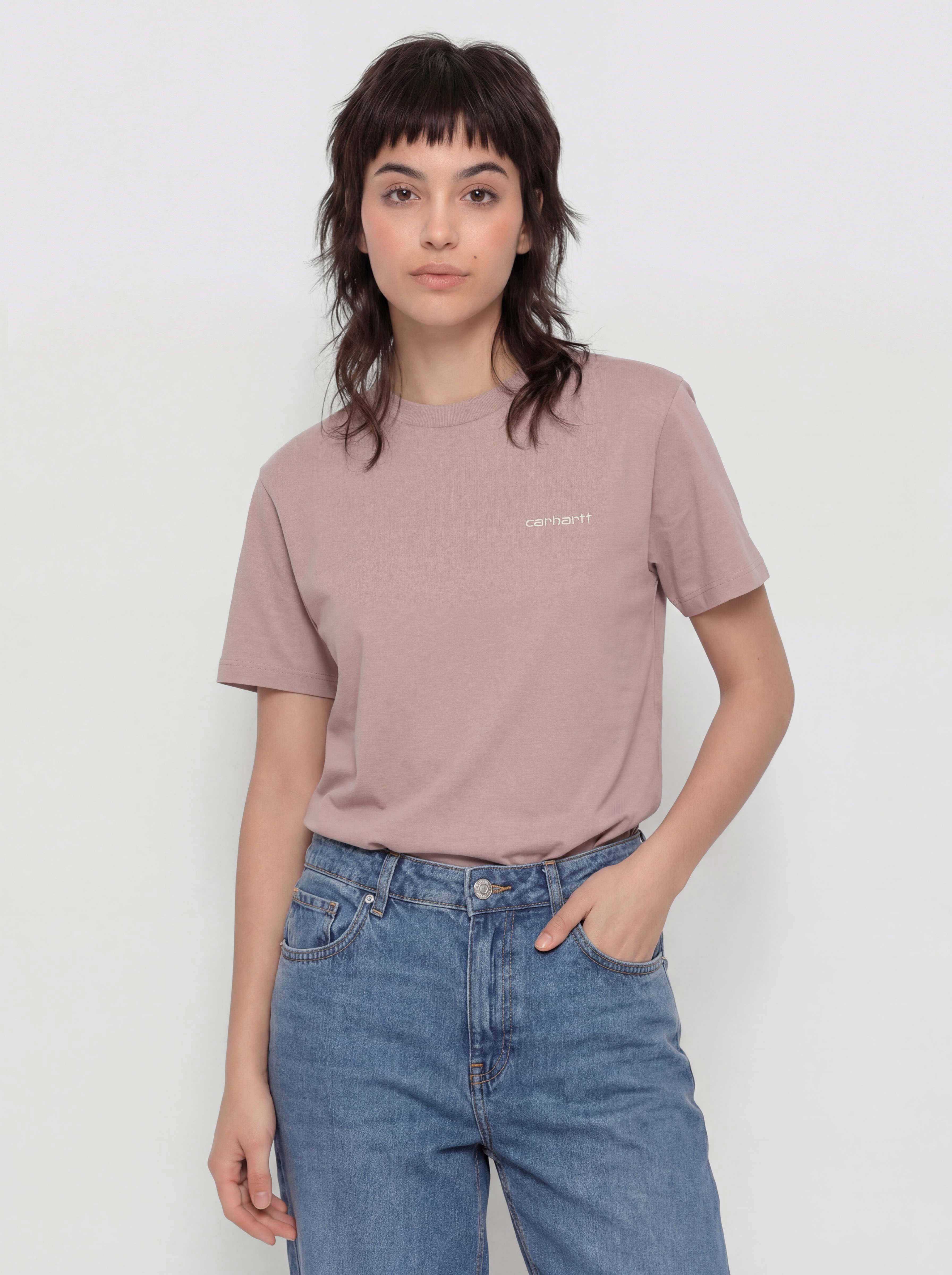 Tricou Carhartt WIP Script Embroidery Wmn (gentle pink/cinnerus)