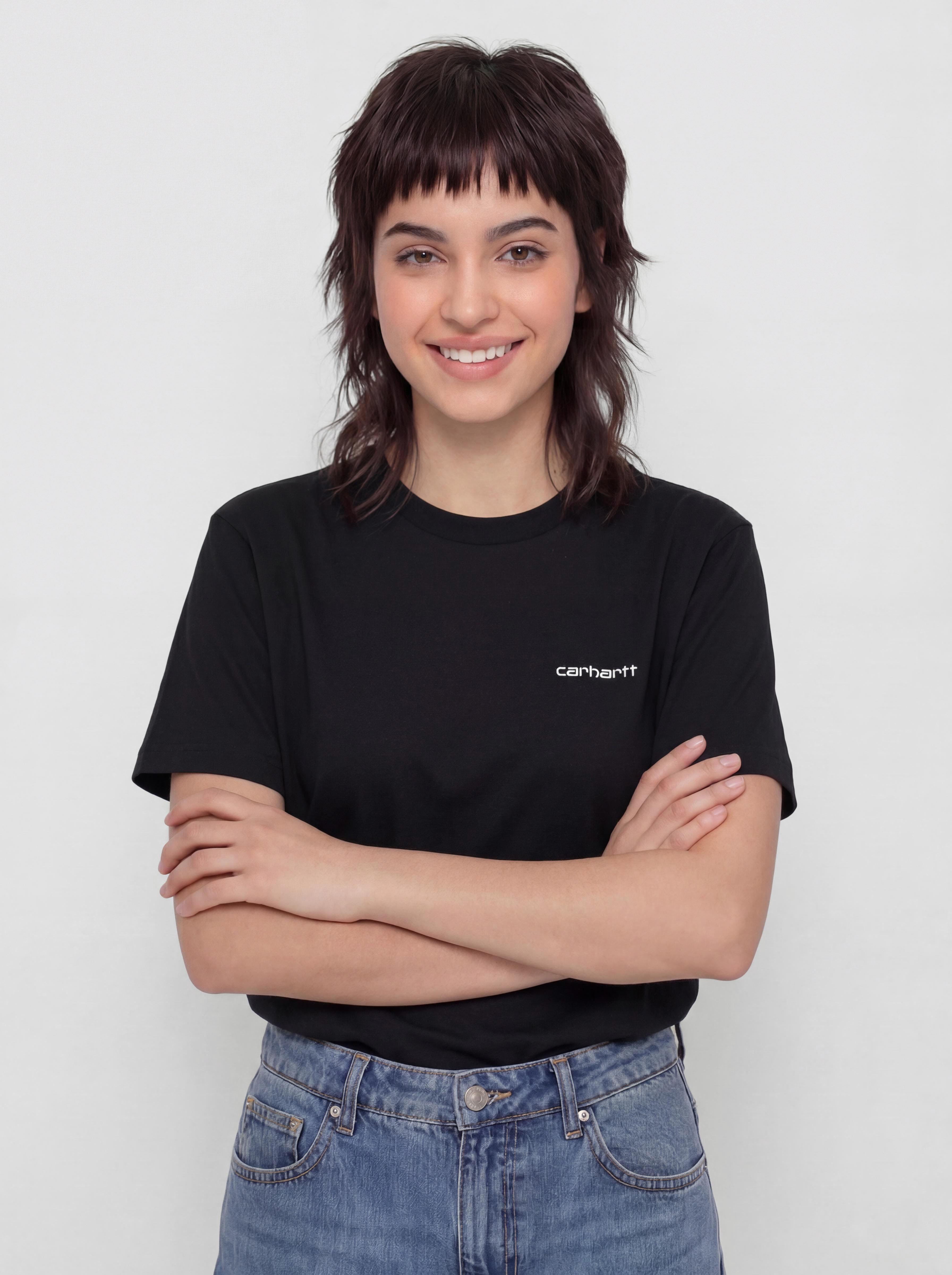 Tricou Carhartt WIP Script Embroidery Wmn (black/white)
